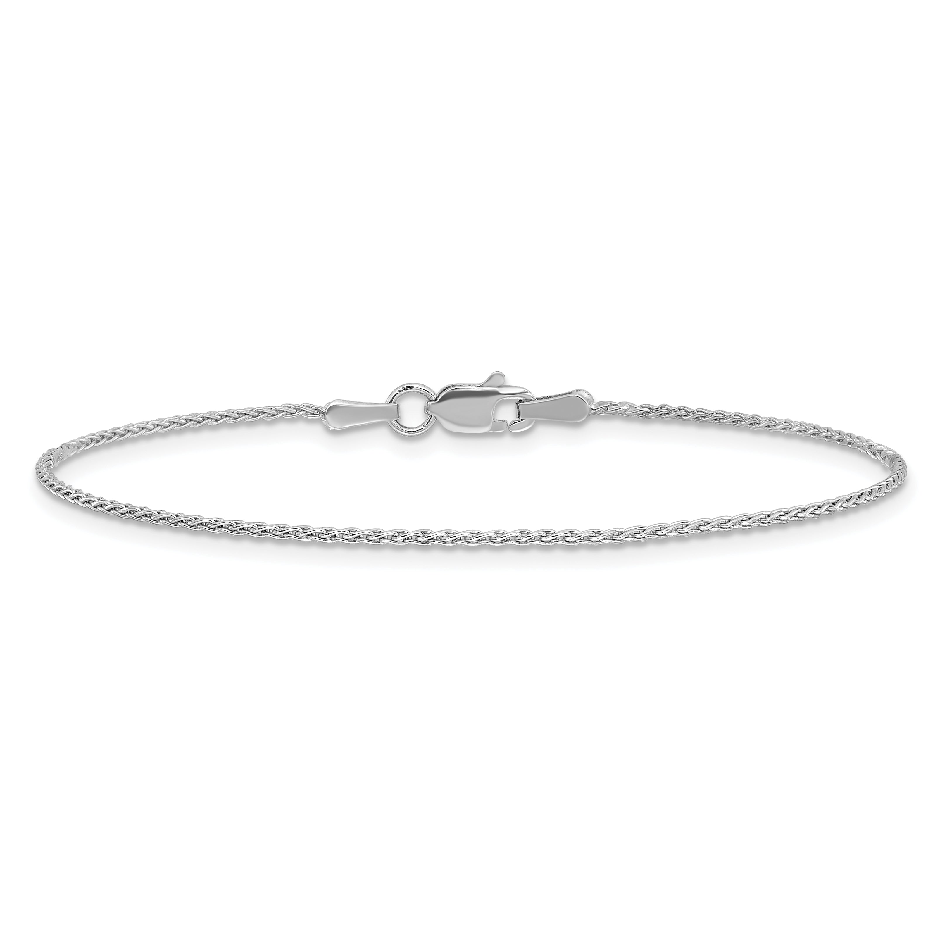 14K White Gold 1.2mm Parisian Wheat with Lobster Clasp Anklet