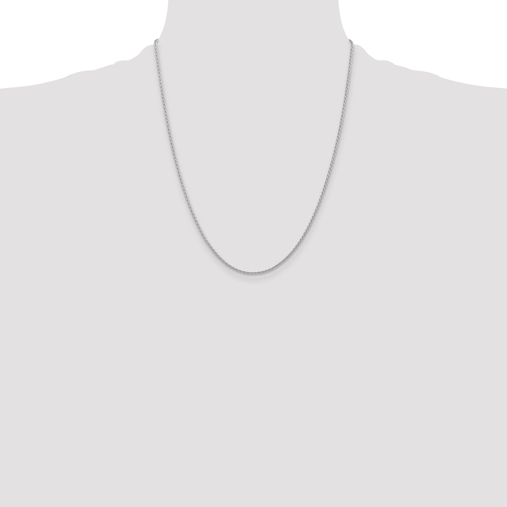 14K White Gold Solid Wheat Chain Necklace 1.5mm