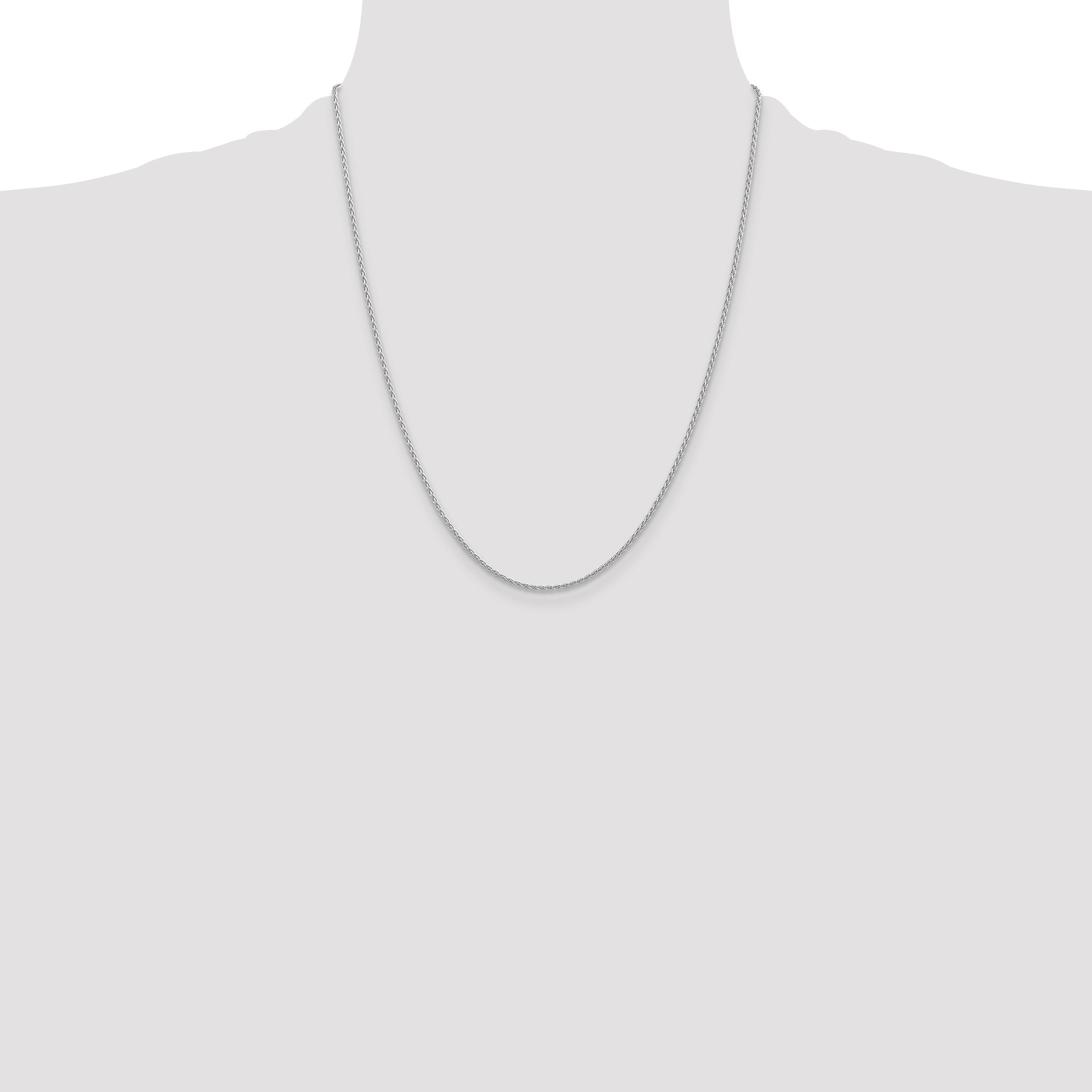 14K White Gold Solid Wheat Chain Necklace 1.5mm