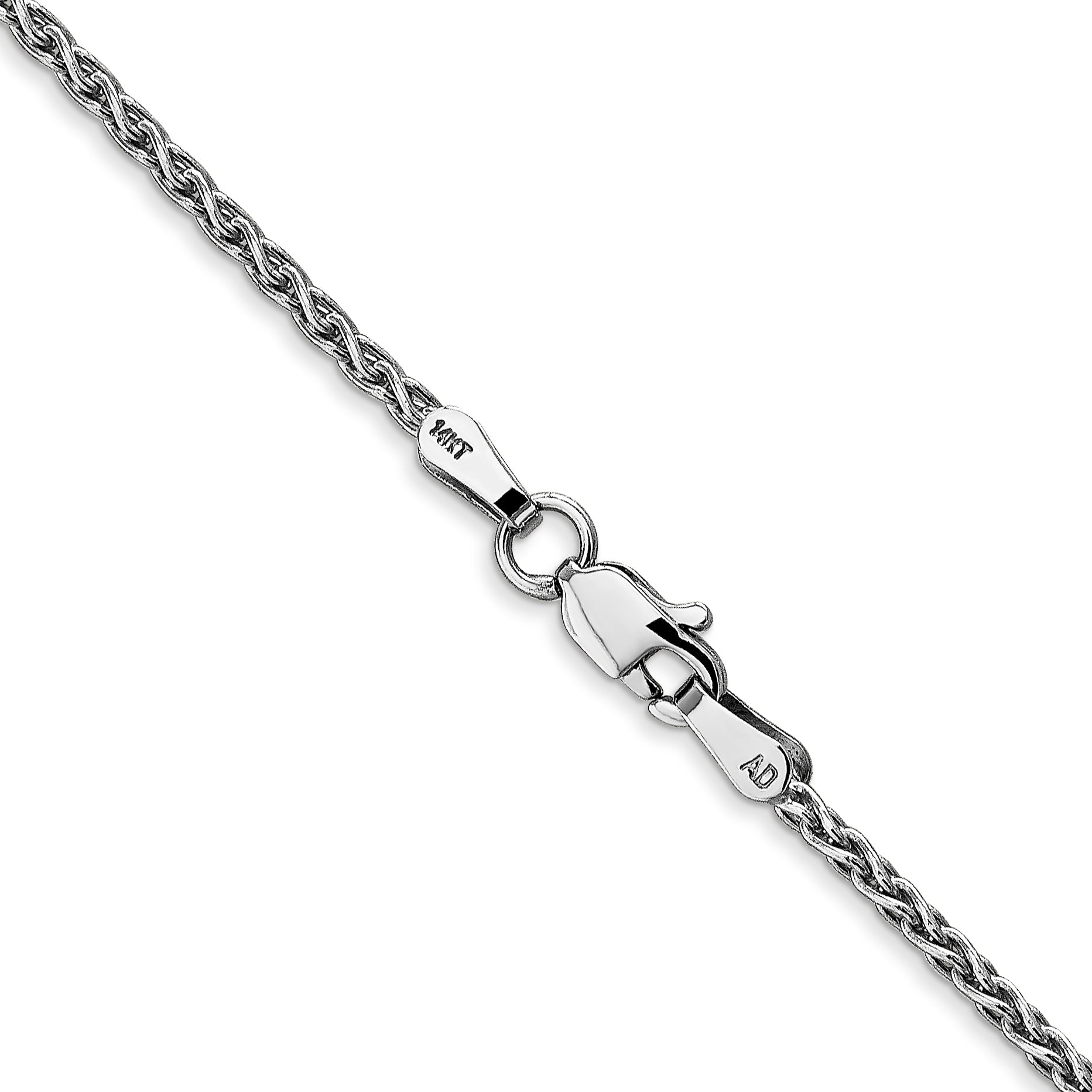 14K White Gold Solid Wheat Chain Necklace 1.75mm