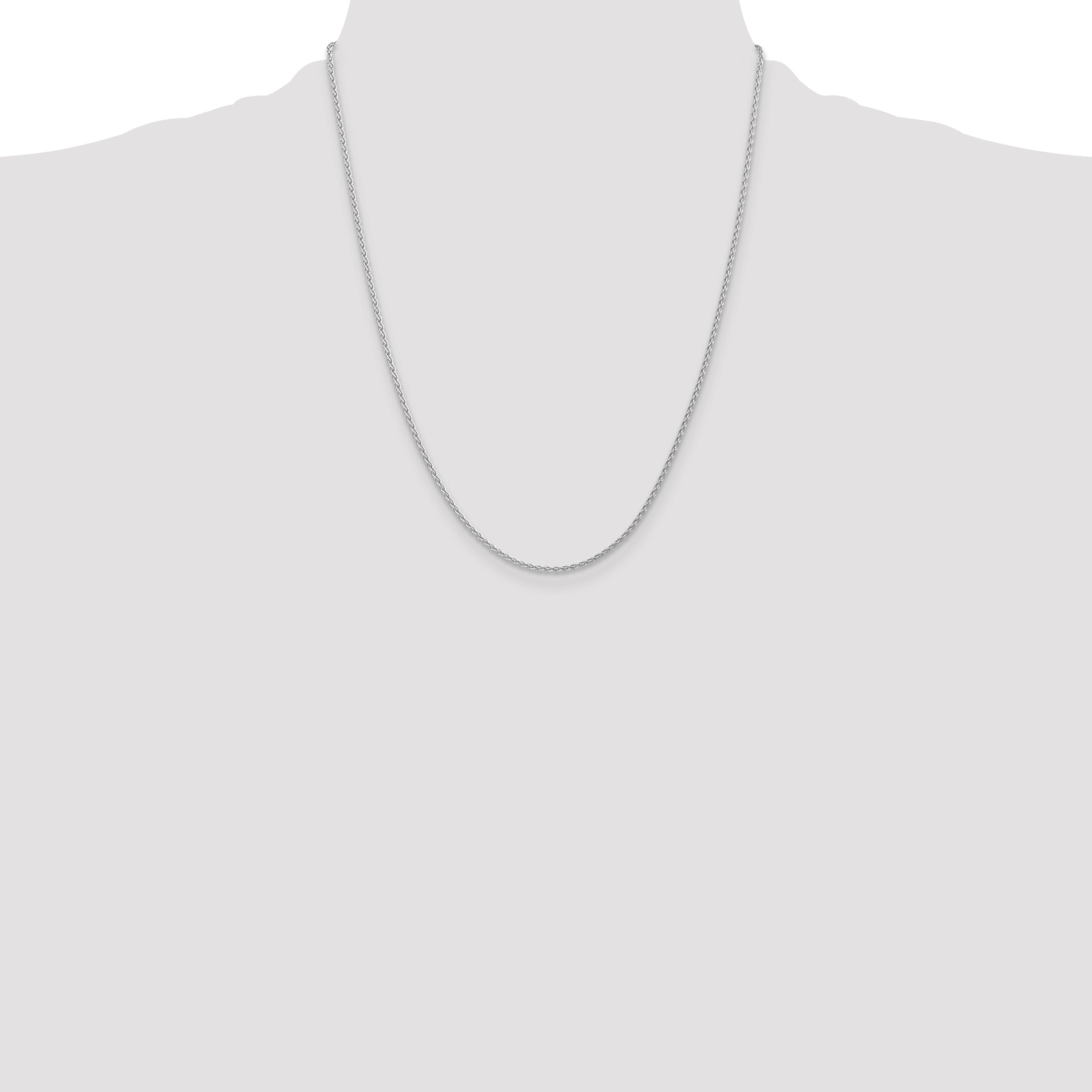 14K White Gold 1.75mm Parisian Wheat with Lobster Clasp Chain