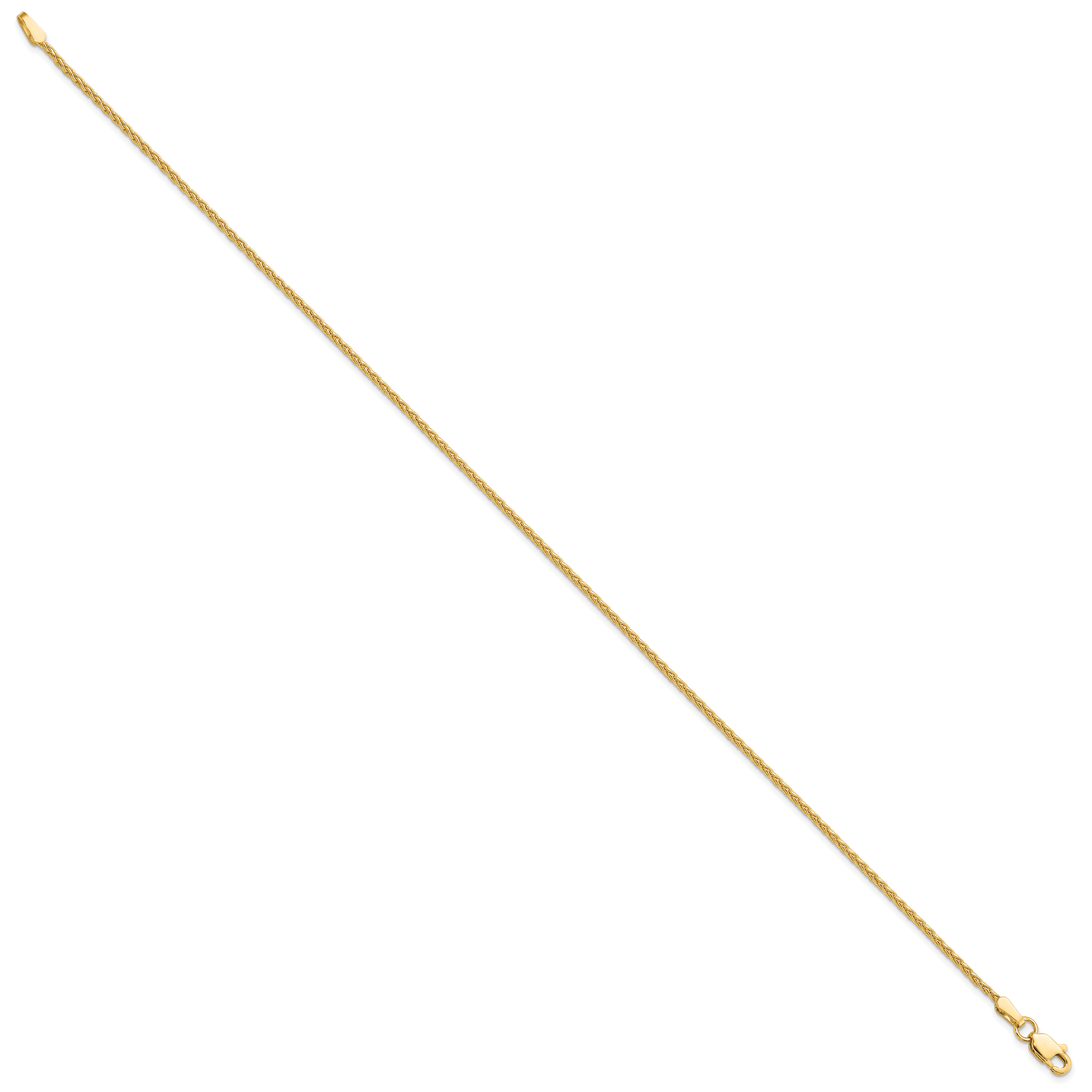 14k 9 inch 1.5mm Parisian Wheat with Lobster Clasp Anklet Secondary image