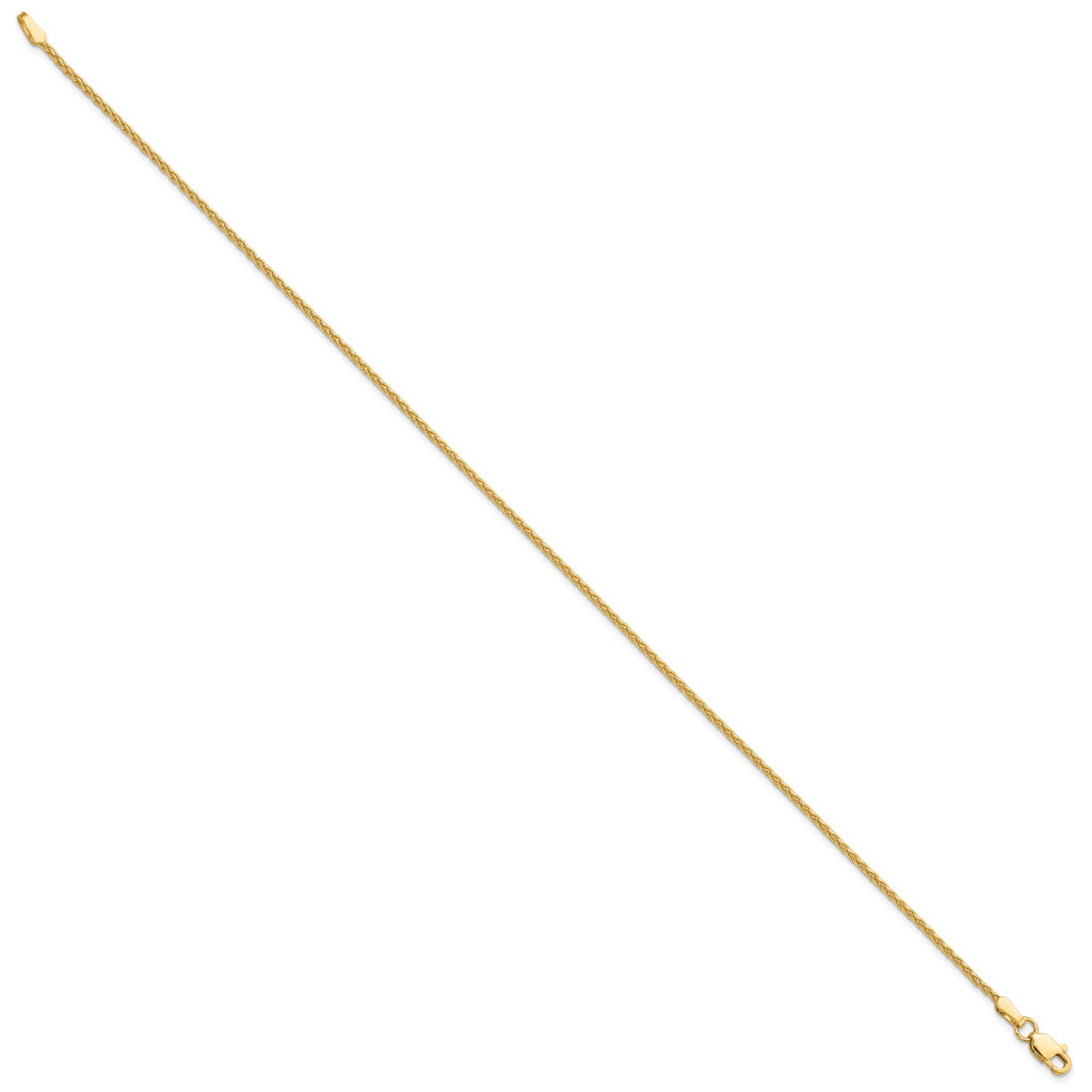 14k 9 inch 1.5mm Parisian Wheat with Lobster Clasp Anklet