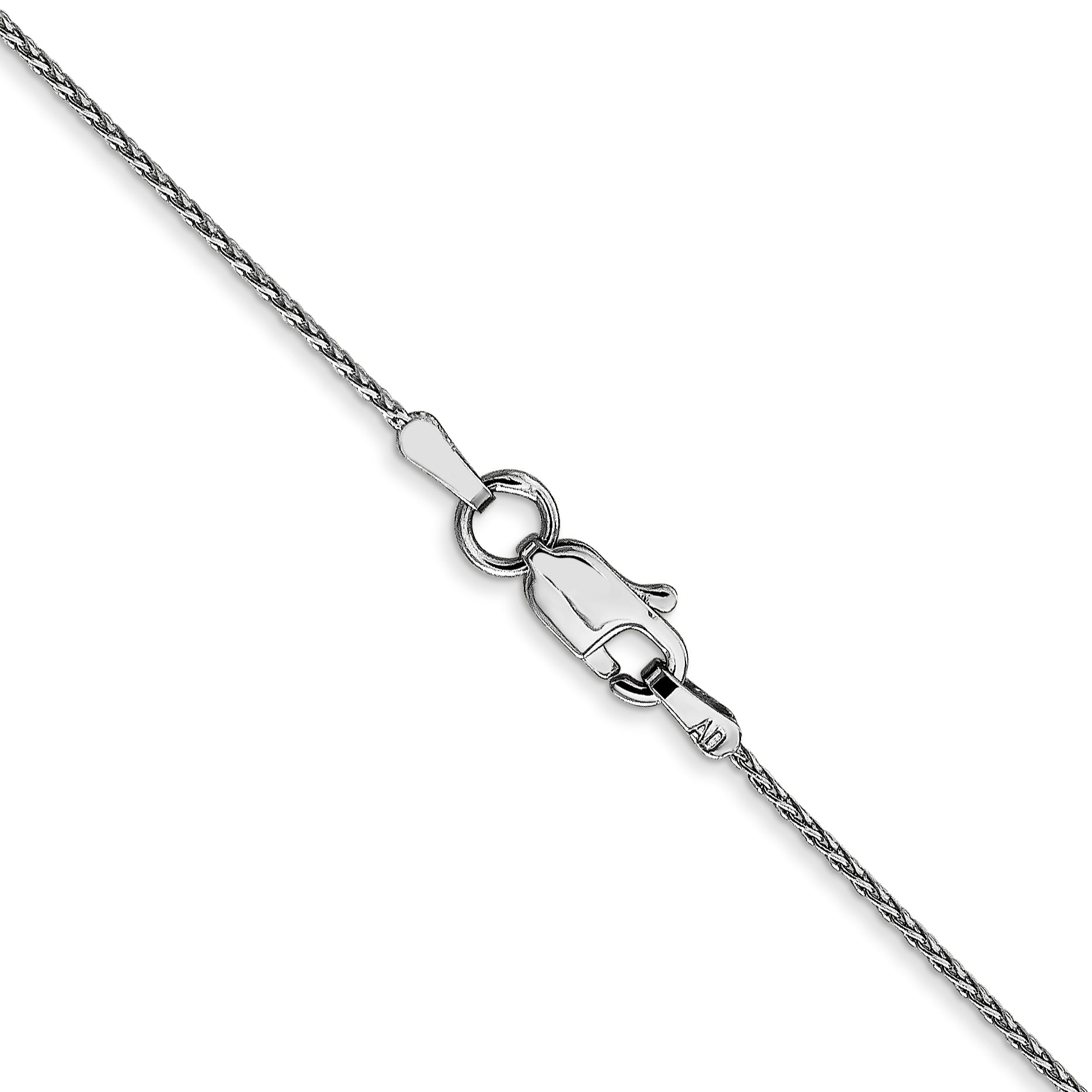 14K White Gold 30 inch .8mm Diamond-cut Parisian Wheat with Lobster Clasp Chain