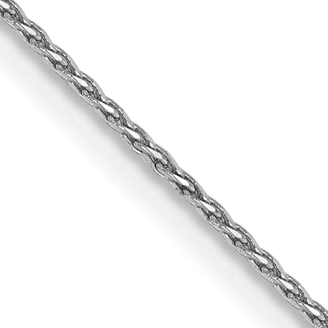 14K White Gold Solid Diamond-Cut Wheat Chain Necklace 0.8mm