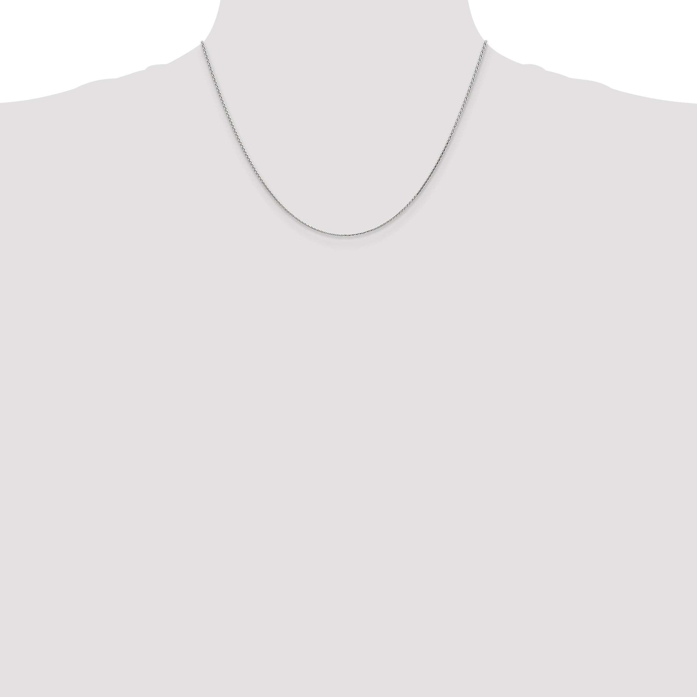 14K White Gold 18 inch 1mm Diamond-cut Parisian Wheat with Lobster Clasp Chain