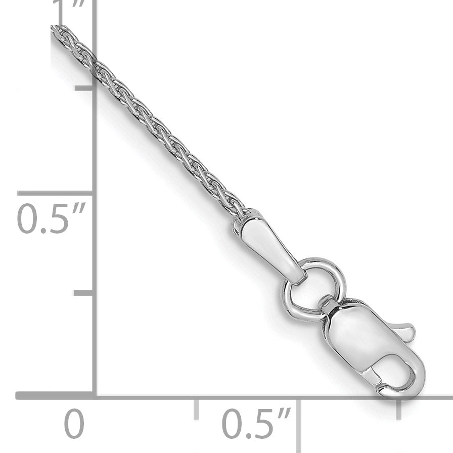 14K White Gold 10 inch 1mm Diamond-cut Parisian Wheat with Lobster Clasp Anklet