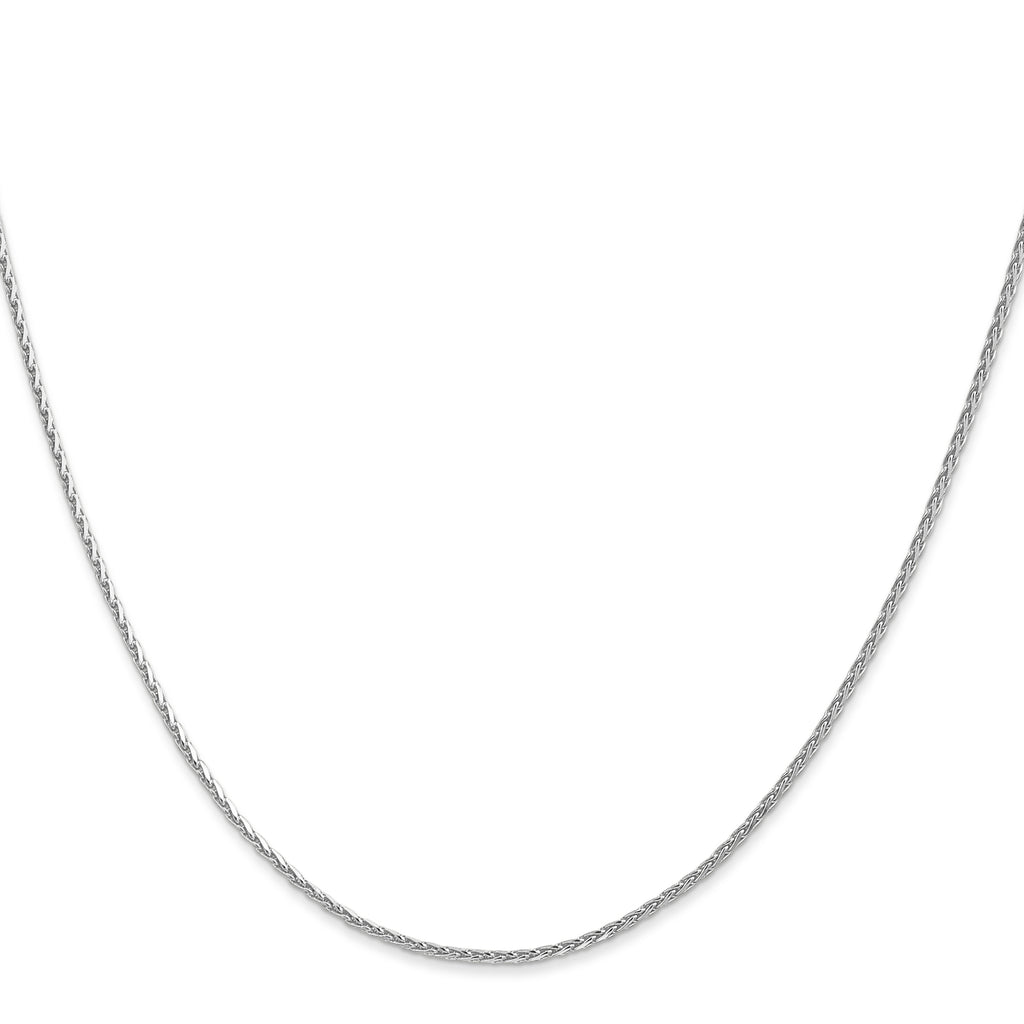 14K White Gold Solid Diamond-Cut Wheat Chain Necklace 1.5mm