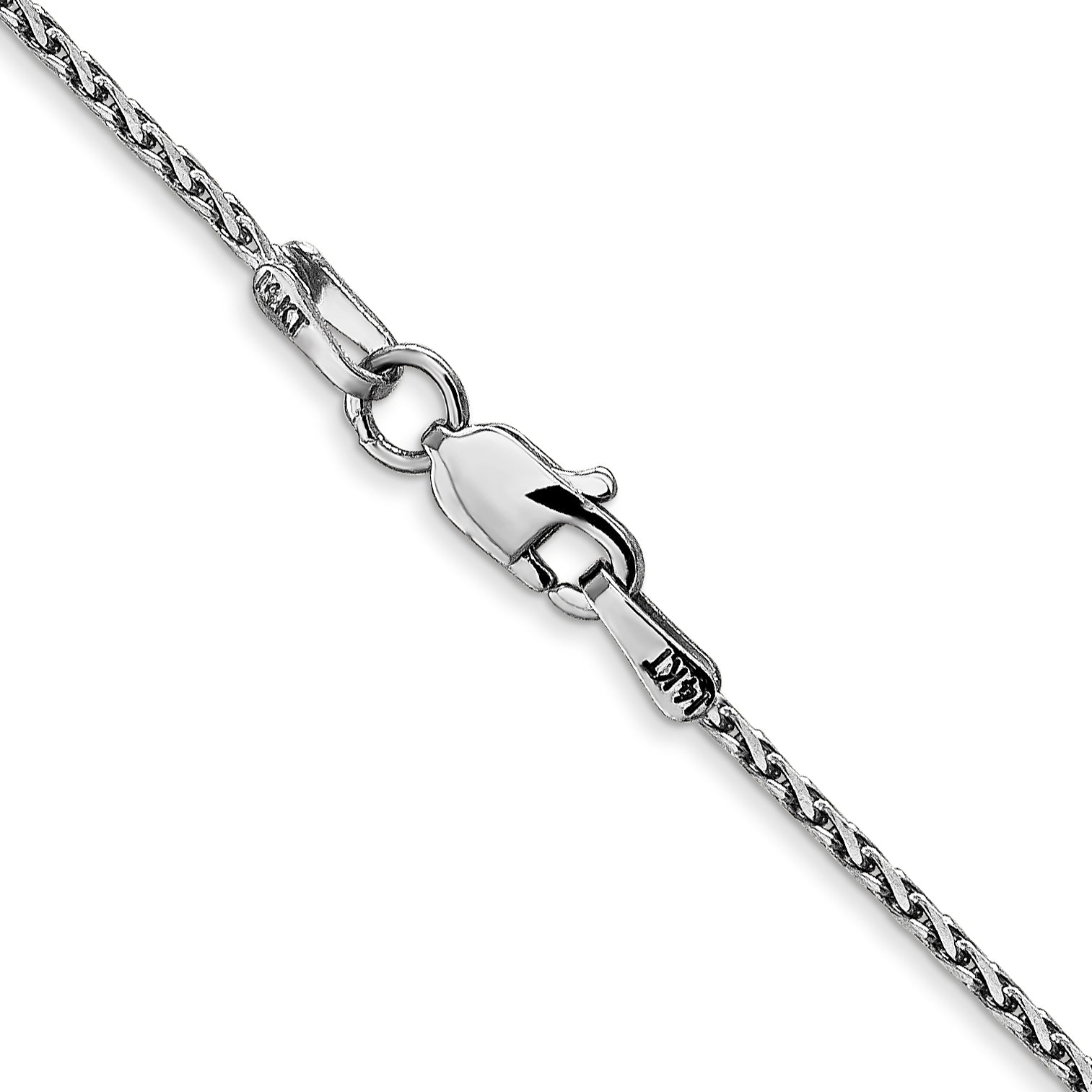 14K White Gold 30 inch 1.5mm Diamond-cut Parisian Wheat with Lobster Clasp Chain