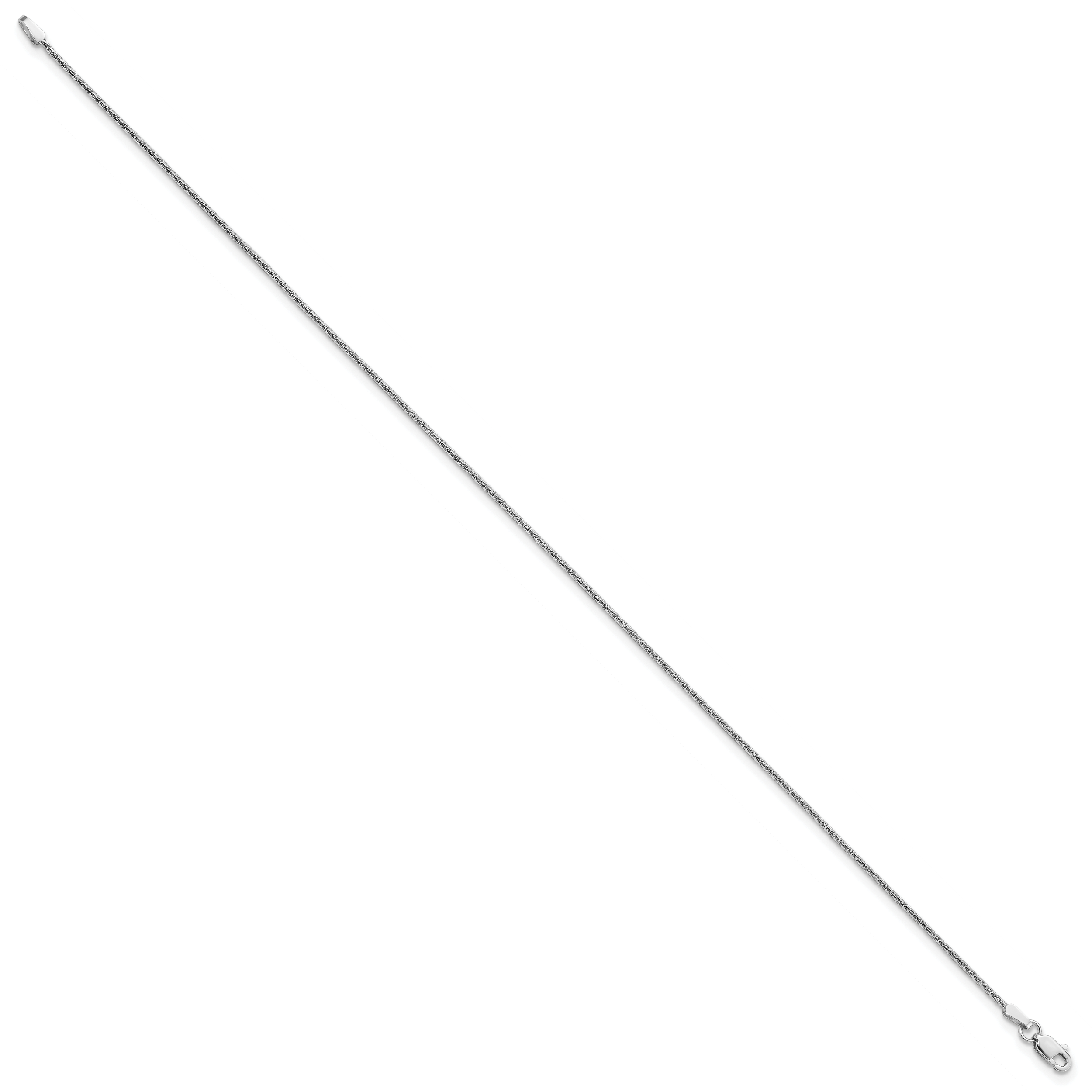 14K White Gold 10 inch 1.5mm Diamond-cut Parisian Wheat with Lobster Clasp Anklet Secondary image
