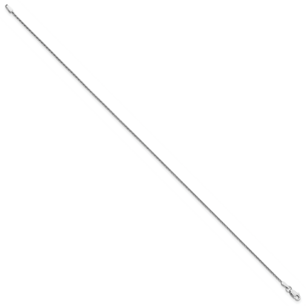 14K White Gold 10 inch 1.5mm Diamond-cut Parisian Wheat with Lobster Clasp Anklet
