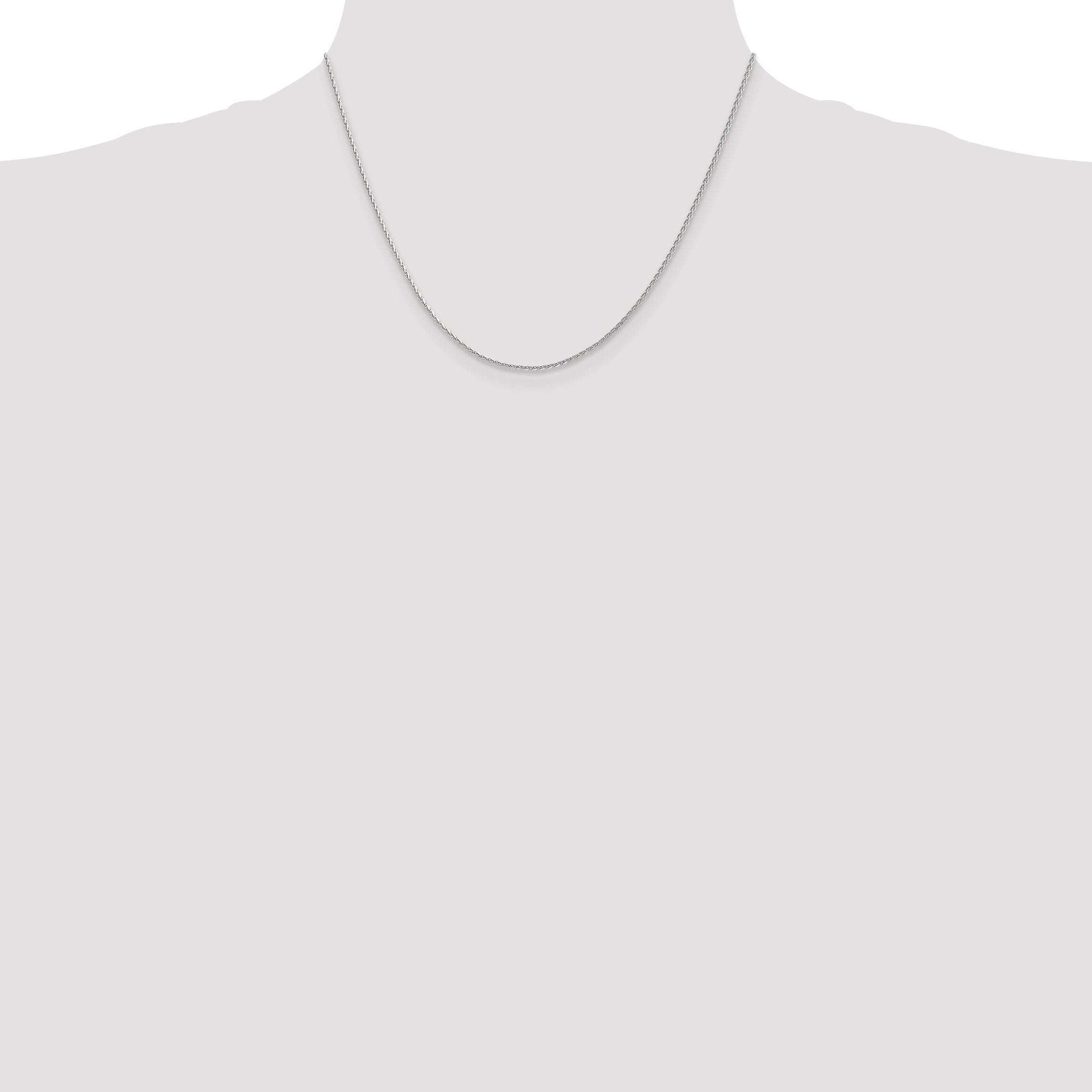 14K White Gold Solid Diamond-Cut Wheat Chain Necklace 1.5mm
