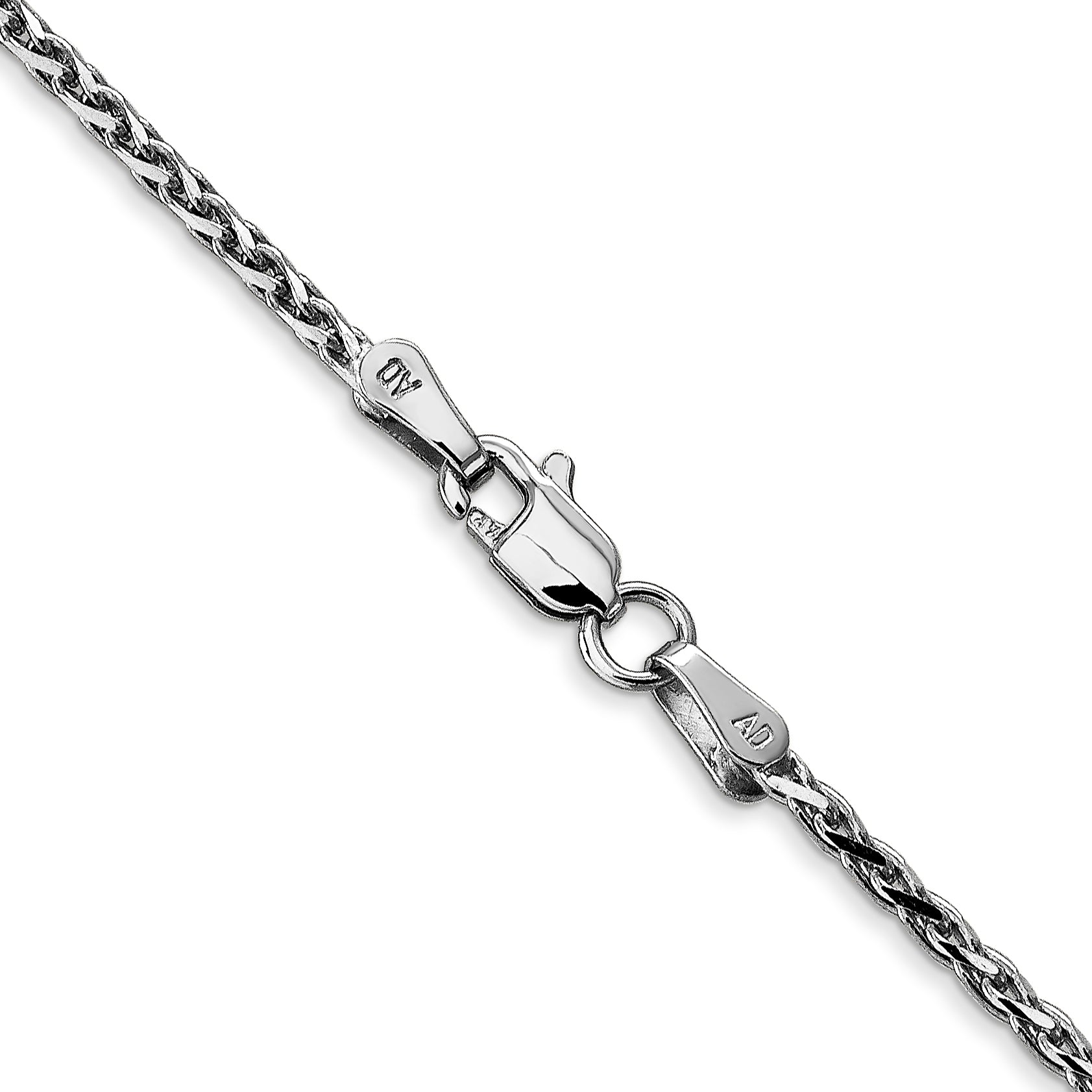 14K White Gold 30 inch 1.6mm Diamond-cut Parisian Wheat with Lobster Clasp Chain