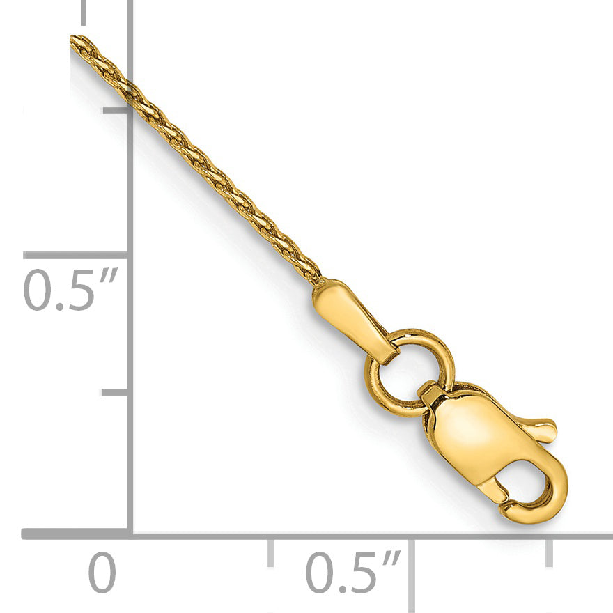 14K 9 inch .8mm Diamond-cut Parisian Wheat with Lobster Clasp Anklet Secondary image
