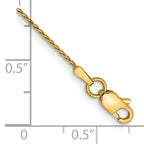14K 9 inch .8mm Diamond-cut Parisian Wheat with Lobster Clasp Anklet