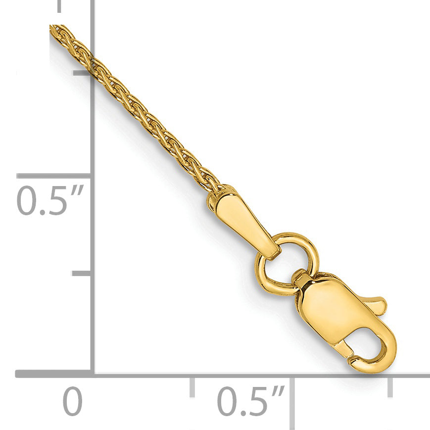 14K 10 inch 1mm Diamond-cut Parisian Wheat with Lobster Clasp Anklet Secondary image