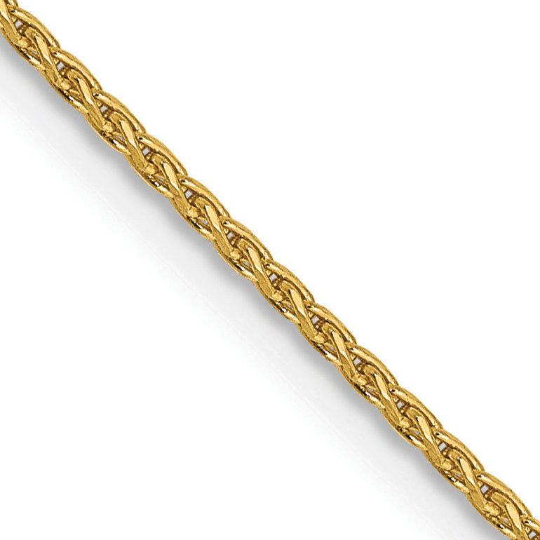 14K Yellow Gold Solid Diamond-Cut Wheat Chain Necklace 1mm