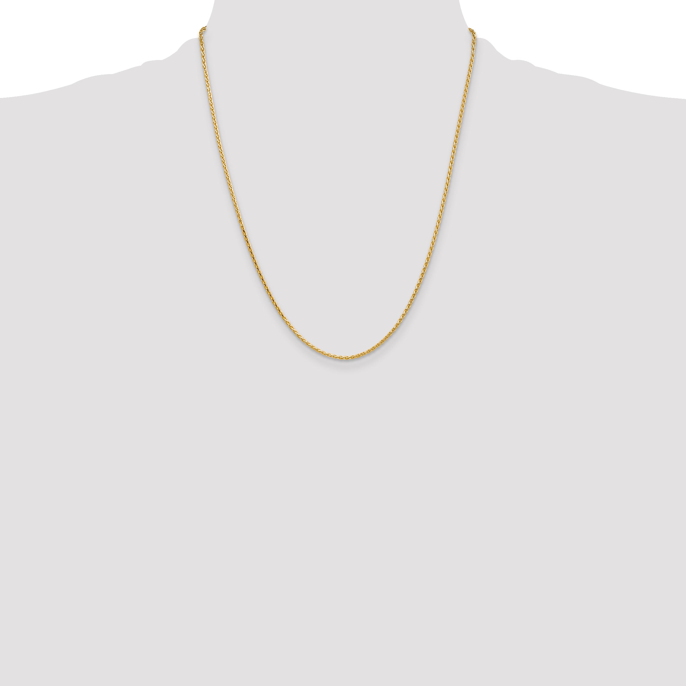 14K 22 inch 1.9mm Diamond-cut Parisian Wheat with Lobster Clasp Chain