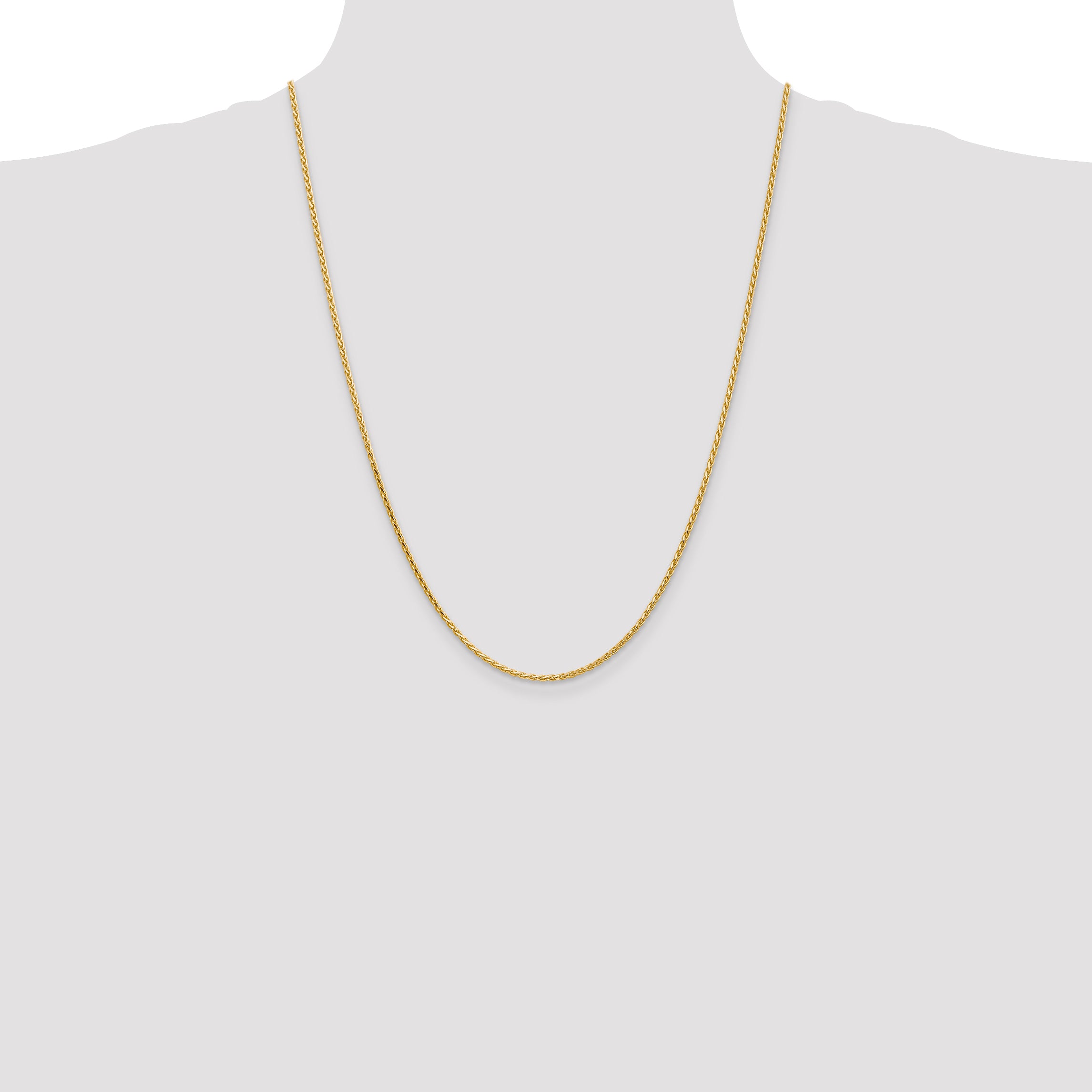 14K 24 inch 1.9mm Diamond-cut Parisian Wheat with Lobster Clasp Chain