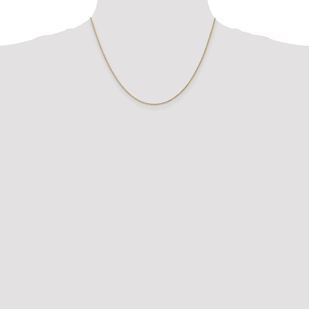 14K Yellow Gold Solid Rope Chain Necklace 0.8mm