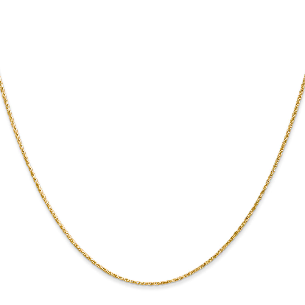 14K Yellow Gold Solid Wheat Chain Necklace 1mm
