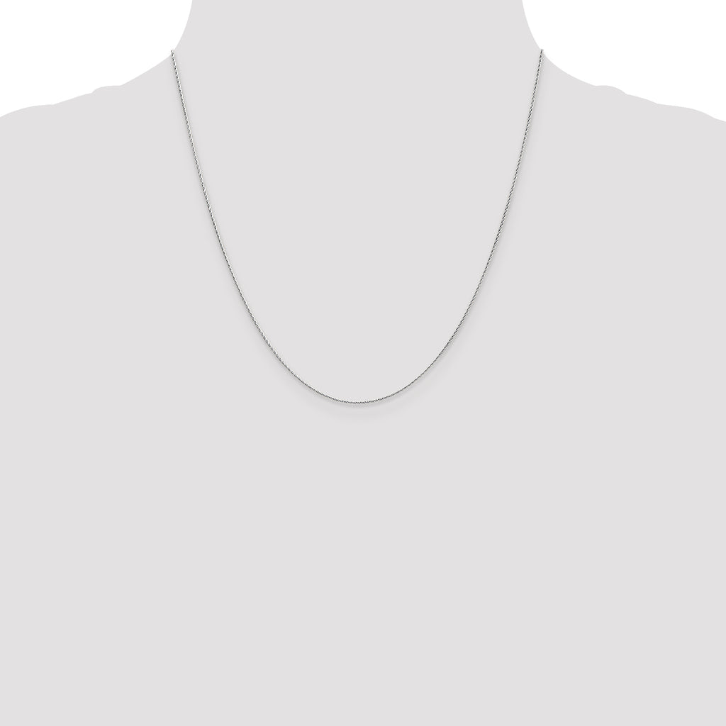 14K White Gold .7mm Round Parisian Wheat with Lobster Clasp Chain