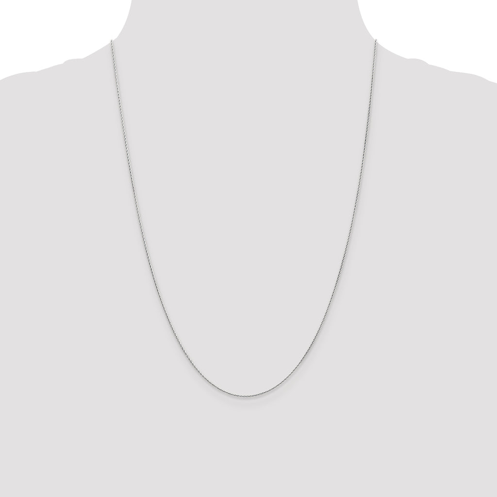 14K White Gold .7mm Round Parisian Wheat with Lobster Clasp Chain