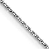 14K White Gold Solid Wheat Chain Necklace 0.7mm, 16–24 Inch