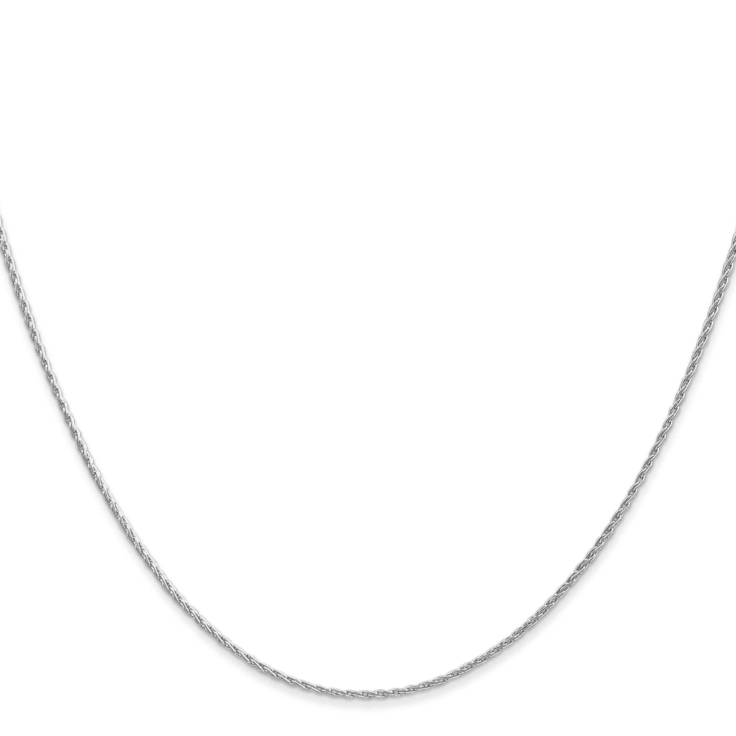 14K White Gold 24 inch 1mm Round Parisian Wheat with Lobster Clasp Chain