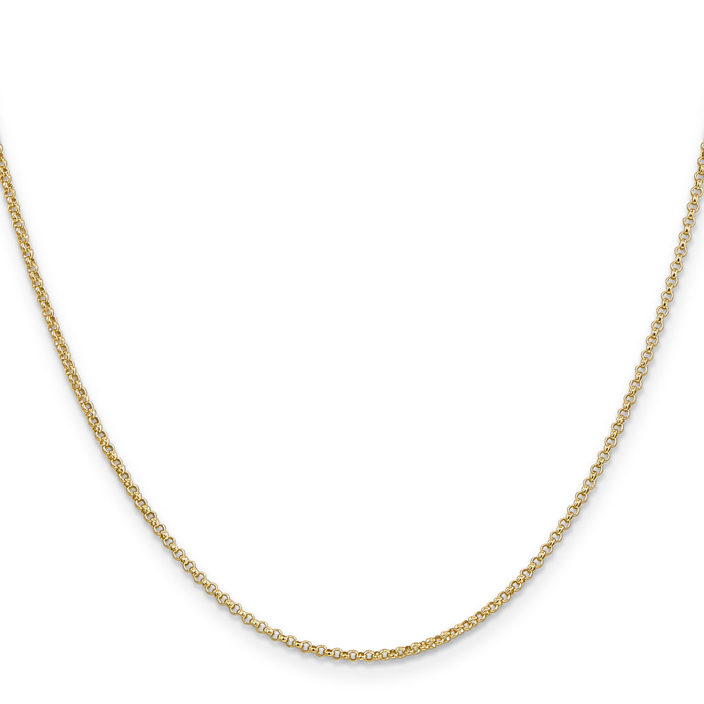 14K Yellow Gold Solid Rolo Chain Necklace 1.55mm