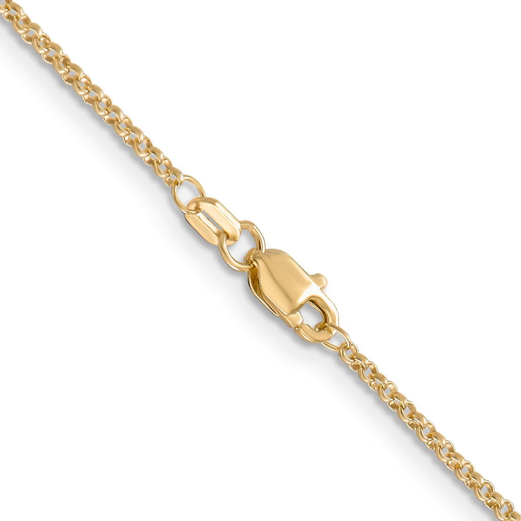 14K Yellow Gold Solid Rolo Chain Necklace 1.55mm