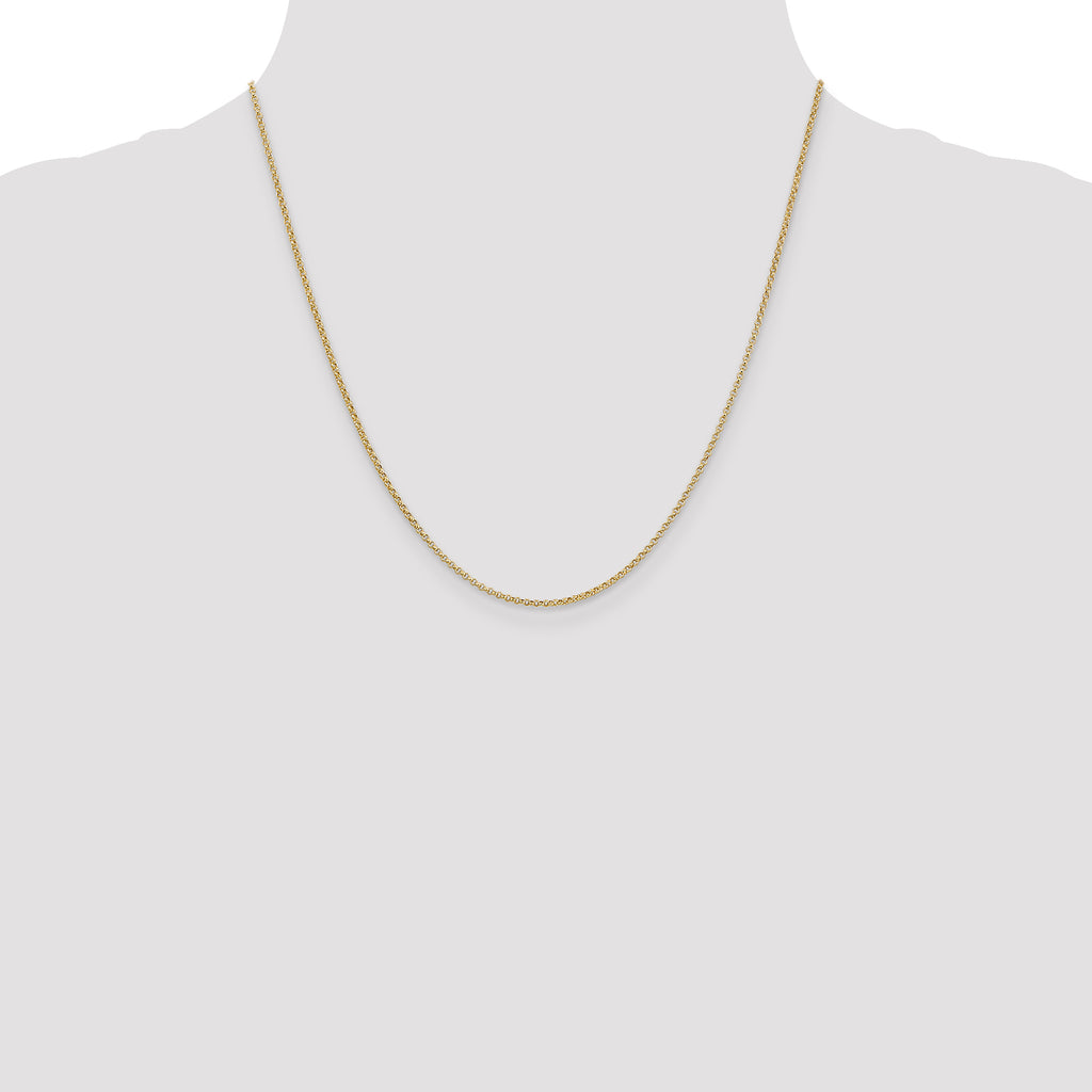 14K Yellow Gold Solid Rolo Chain Necklace 1.55mm