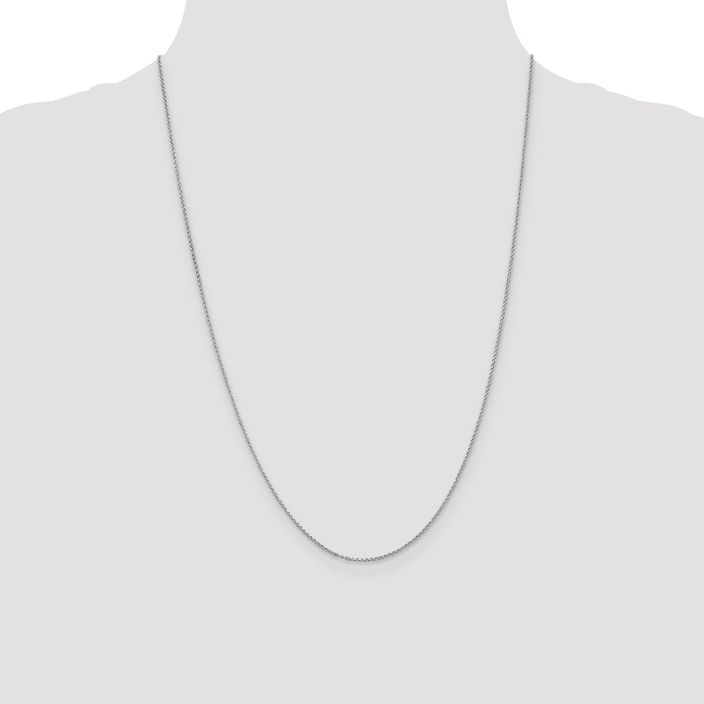 14K White Gold 24 inch 1.15mm Rolo with Lobster Clasp Pendant Chain