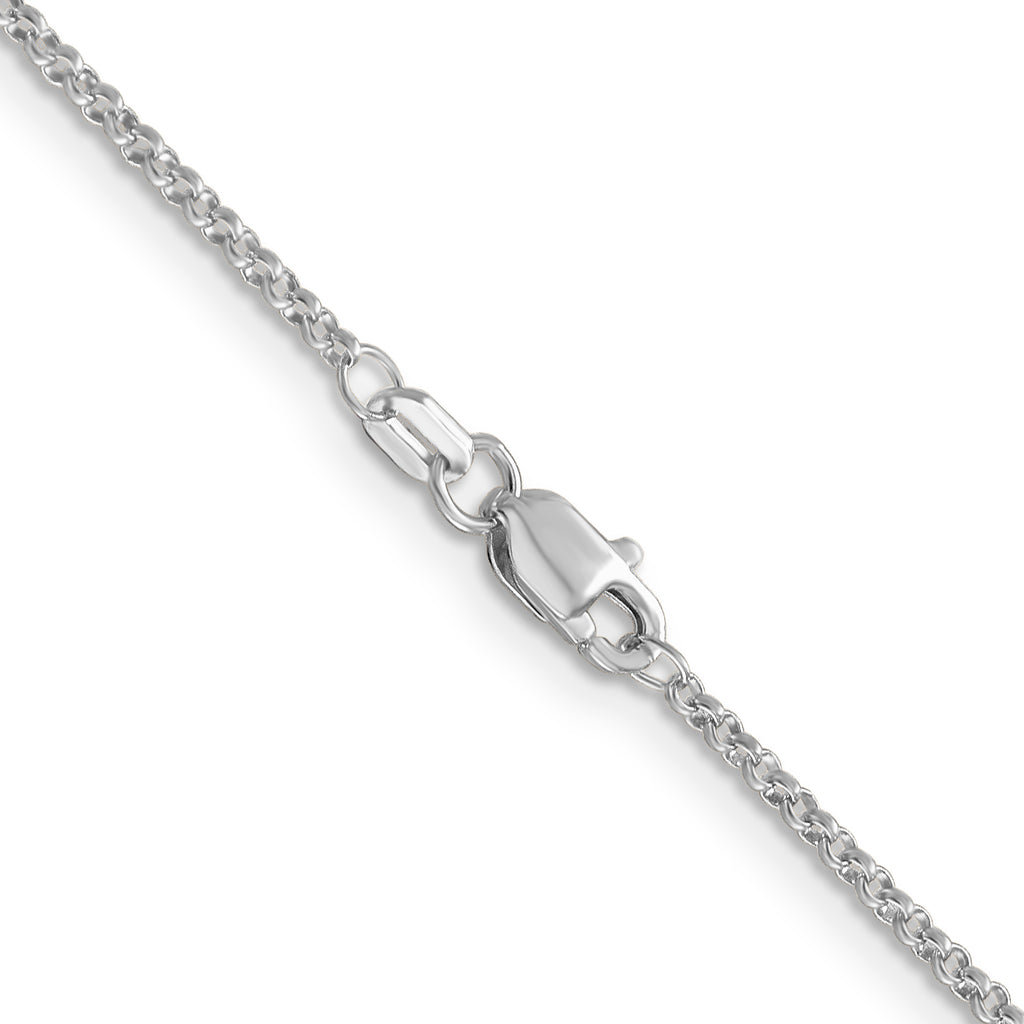14K White Gold Solid Rolo Chain Necklace 1.55mm