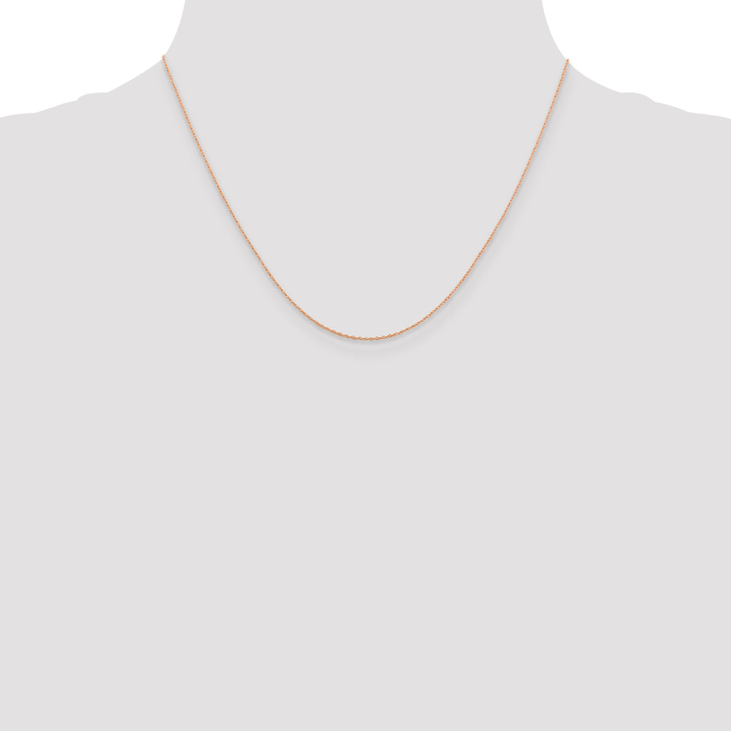 14K Rose Gold 18 inch .5mm Baby Rope with Spring Ring Clasp Chain