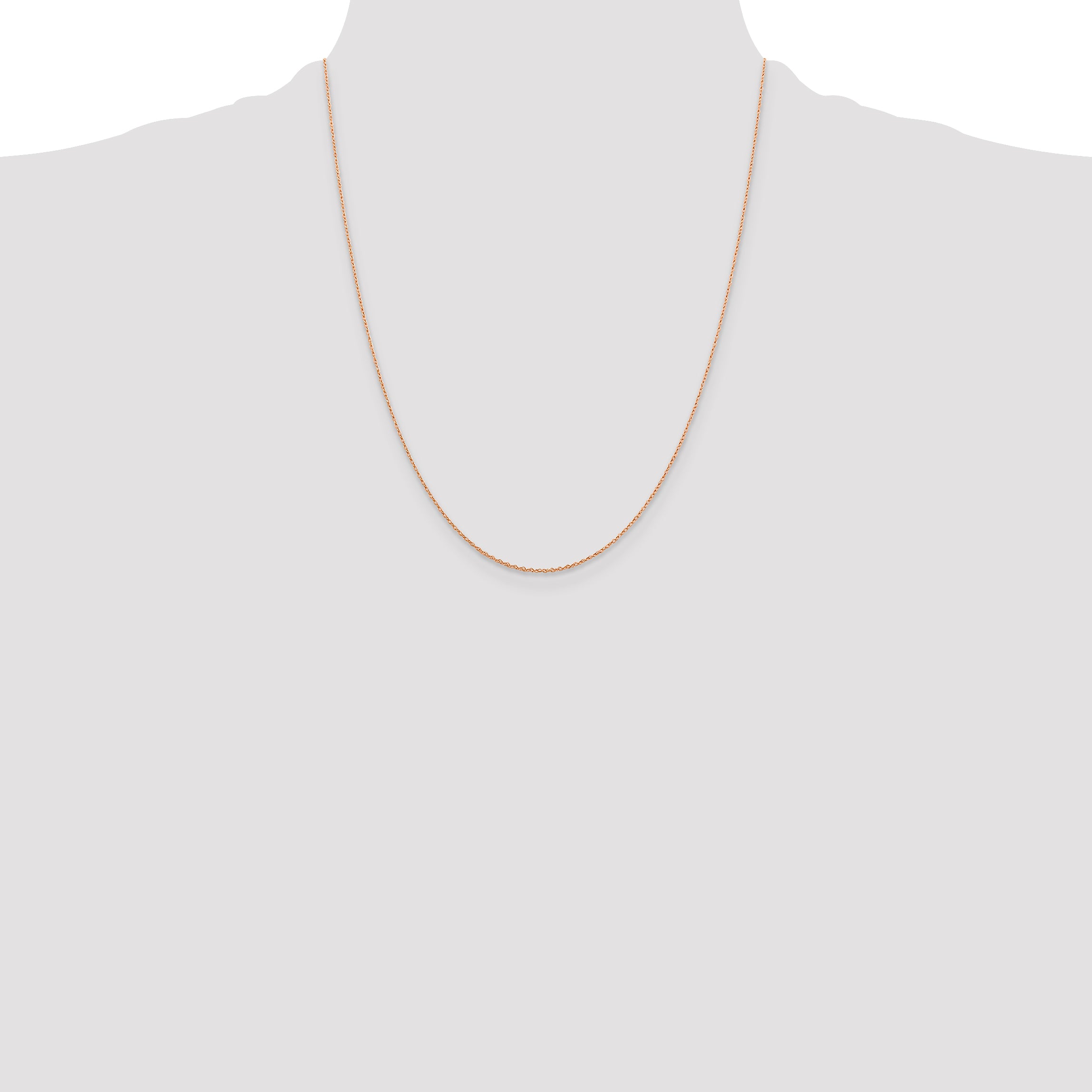 14K Rose Gold 22 inch .5mm Baby Rope with Spring Ring Clasp Chain