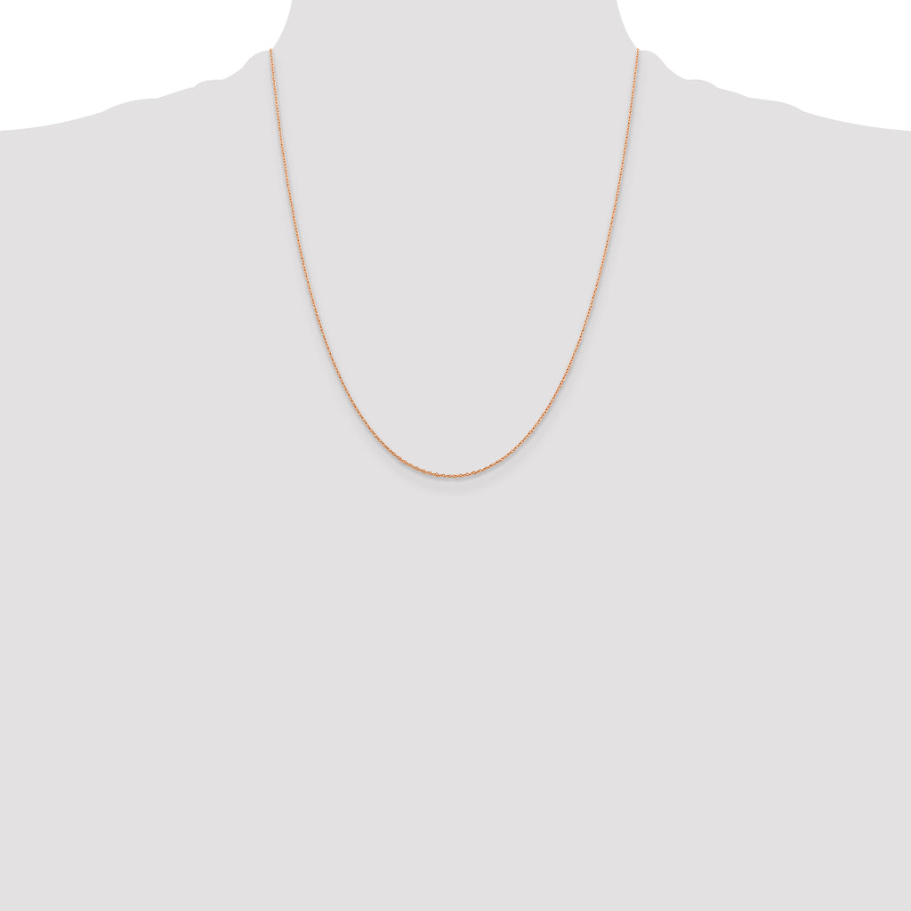 14K Rose Gold 22 inch .5mm Baby Rope with Spring Ring Clasp Chain