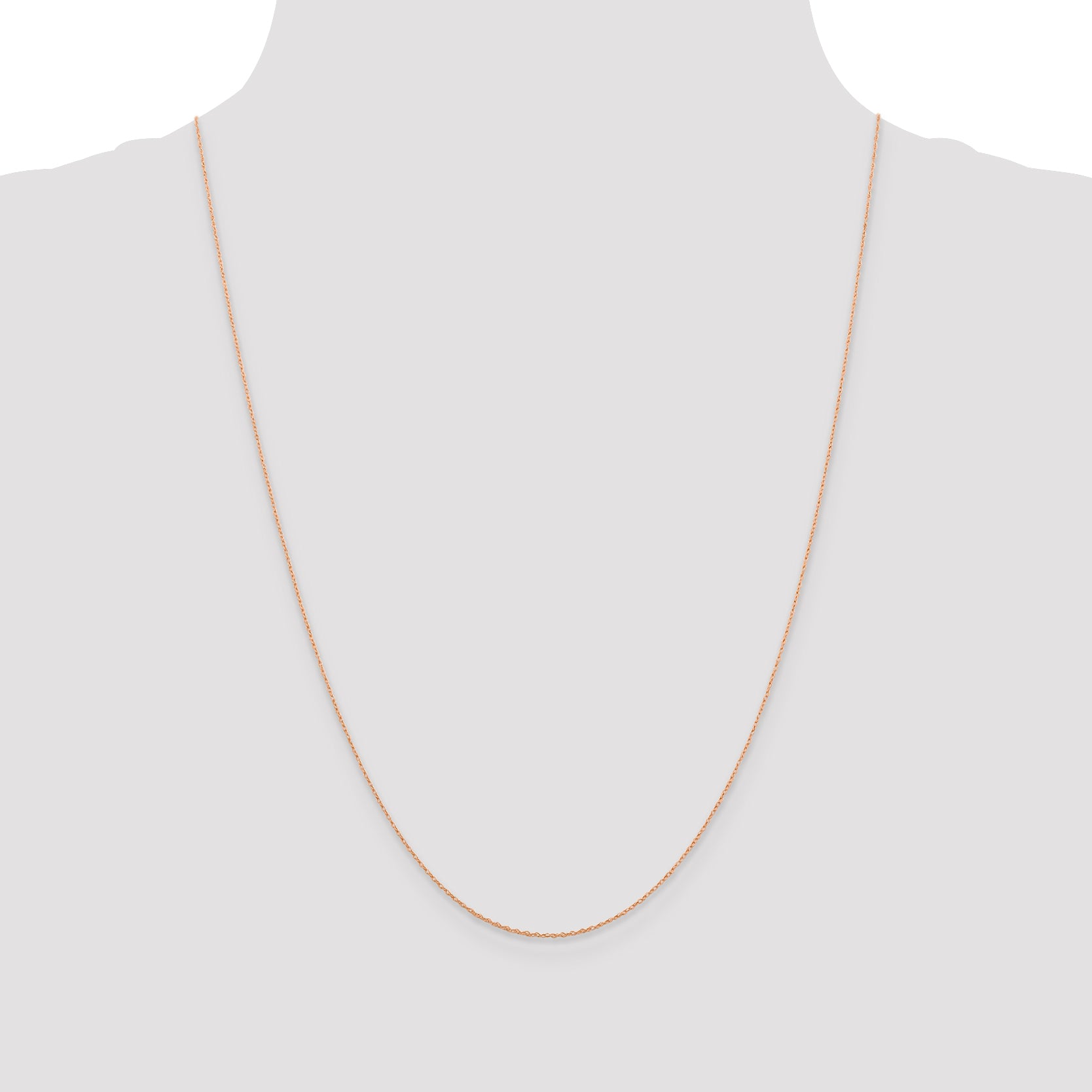 14K Rose Gold 24 inch .5mm Baby Rope with Spring Ring Clasp Chain