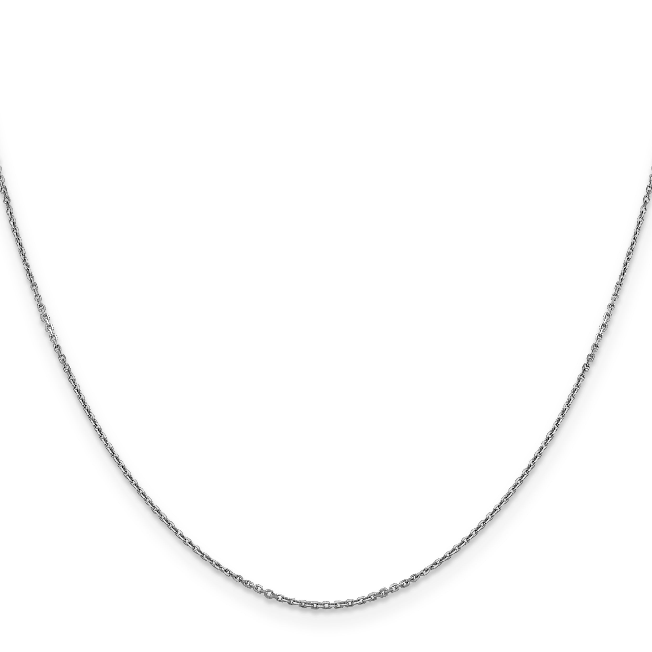 14K White Gold 30 inch .9mm Diamond-cut Round Open Link Cable with Lobster Clasp Chain