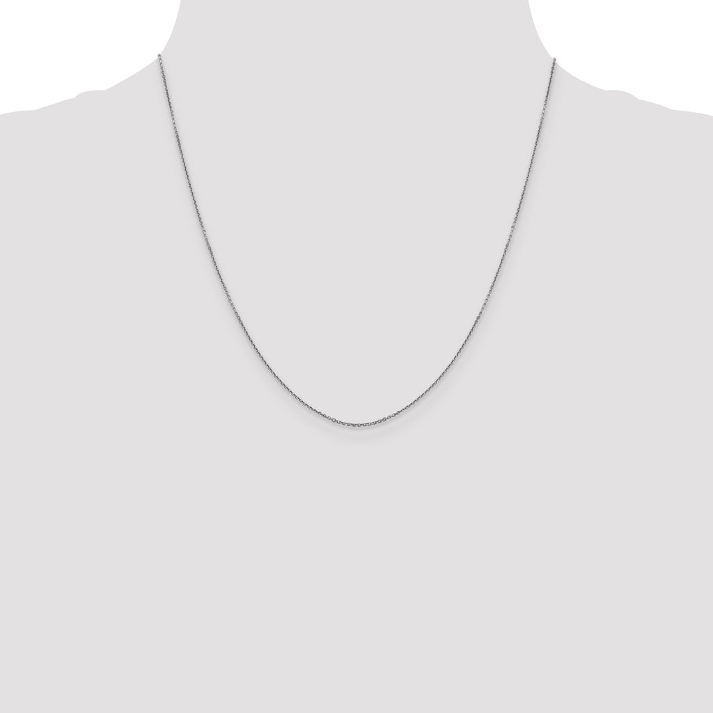 14K White Gold 20 inch .9mm Diamond-cut Round Open Link Cable with Lobster Clasp Chain