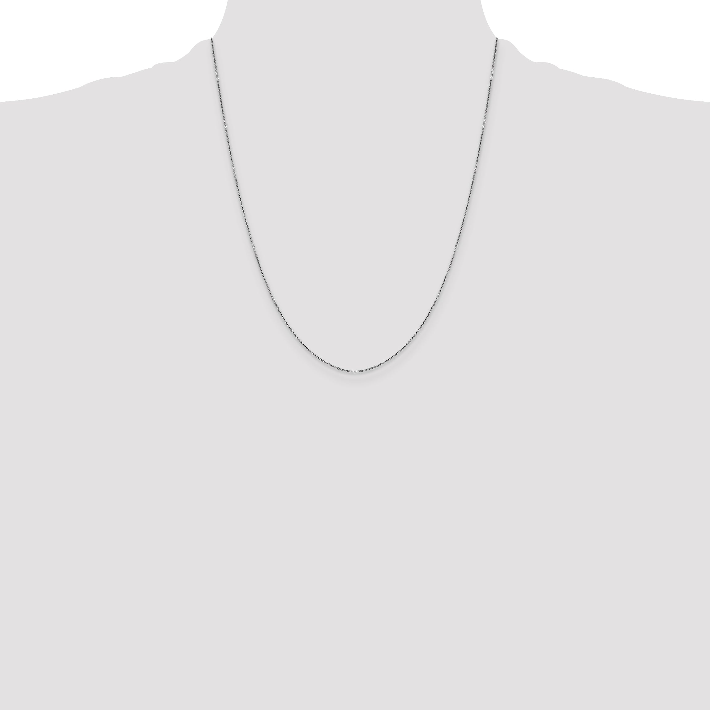 14K White Gold 22 inch .9mm Diamond-cut Round Open Link Cable with Lobster Clasp Chain