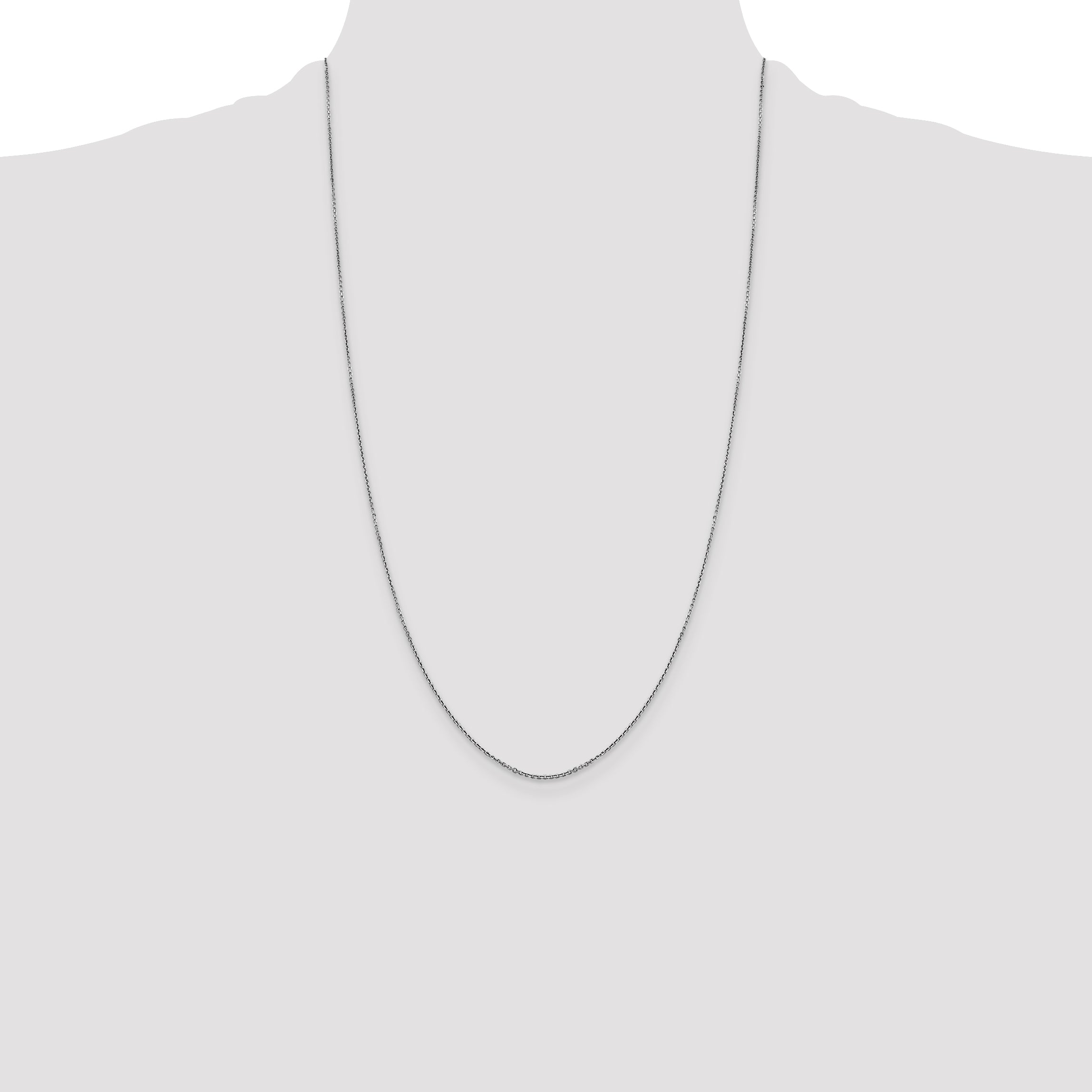 14K White Gold 26 inch .9mm Diamond-cut Round Open Link Cable with Lobster Clasp Chain