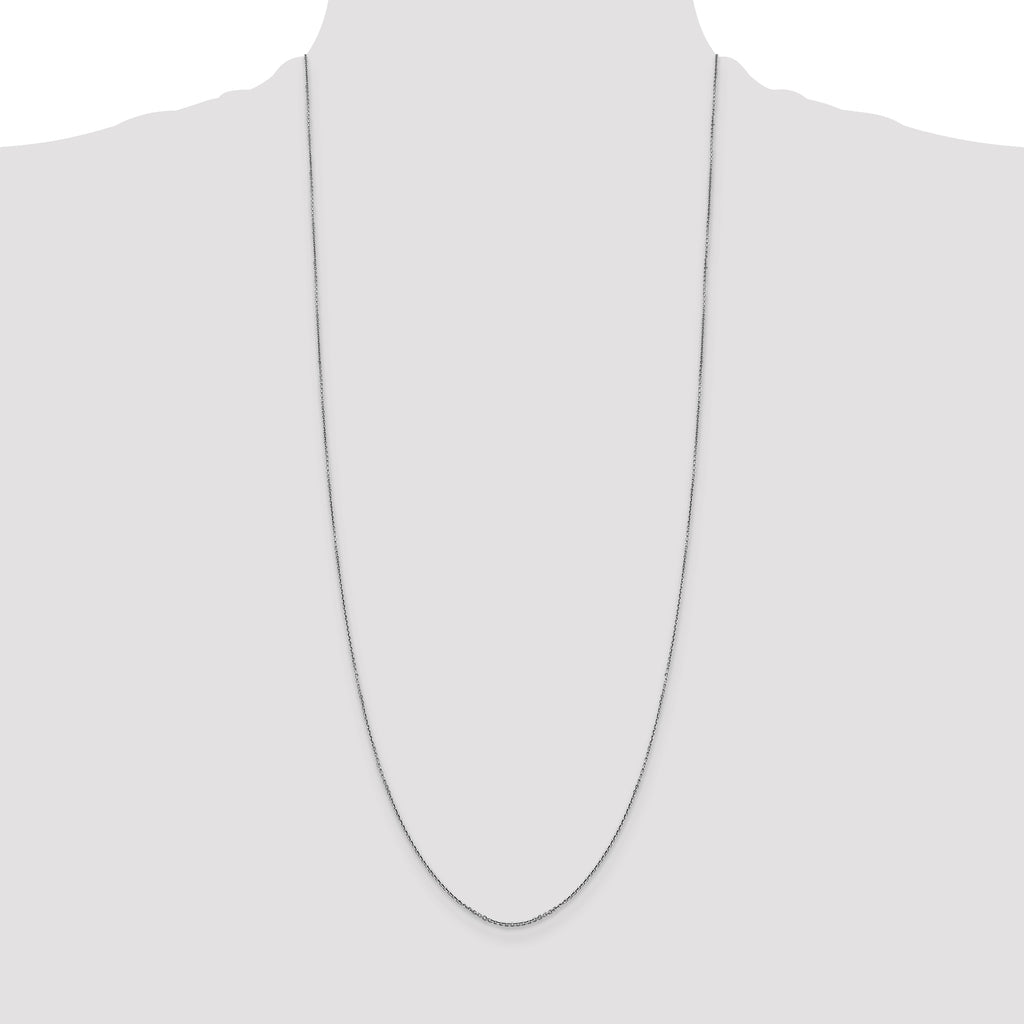 14K White Gold 30 inch .9mm Diamond-cut Round Open Link Cable with Lobster Clasp Chain