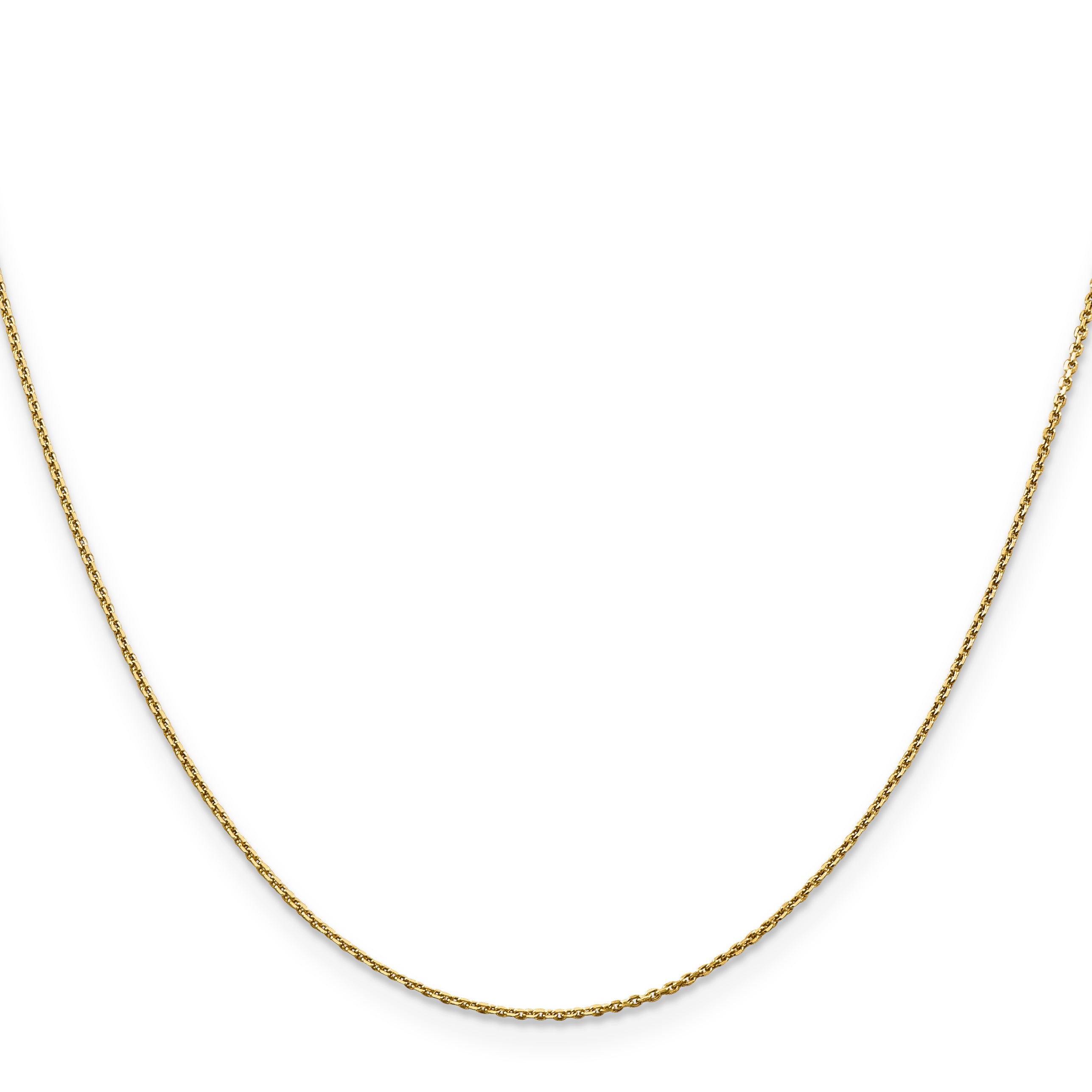 14K 30 inch .9mm Diamond-cut Round Open Link Cable with Lobster Clasp Chain