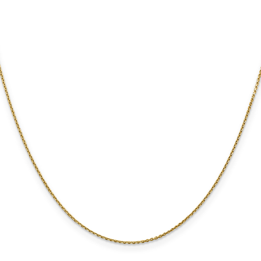 14K 30 inch .9mm Diamond-cut Round Open Link Cable with Lobster Clasp Chain