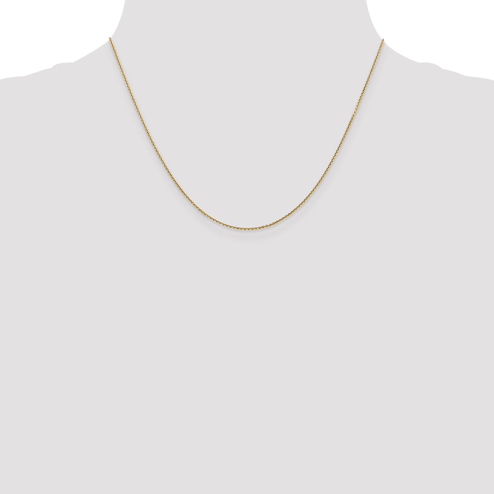 14K 18 inch .9mm Diamond-cut Round Open Link Cable with Lobster Clasp Chain