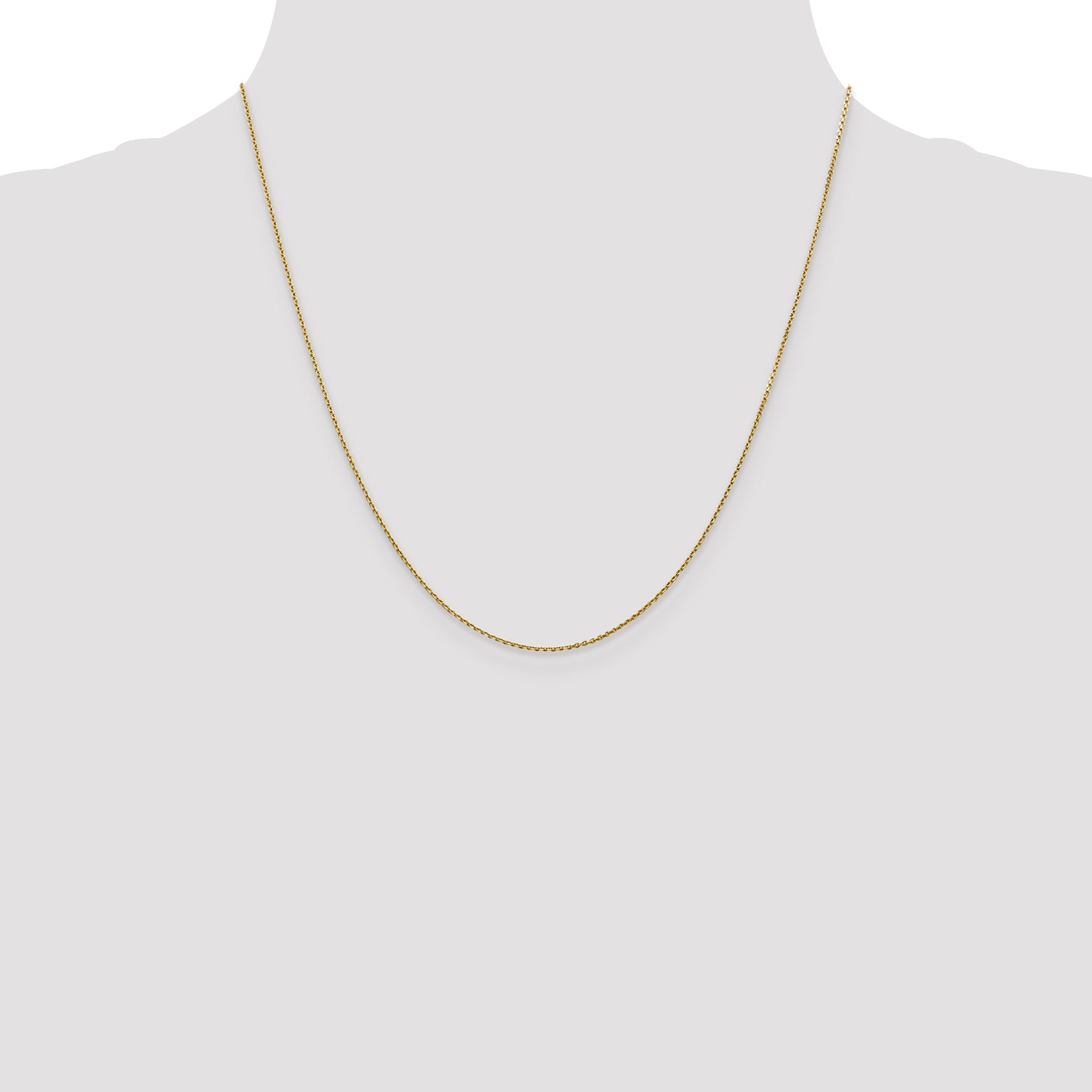 14K 20 inch .9mm Diamond-cut Round Open Link Cable with Lobster Clasp Chain