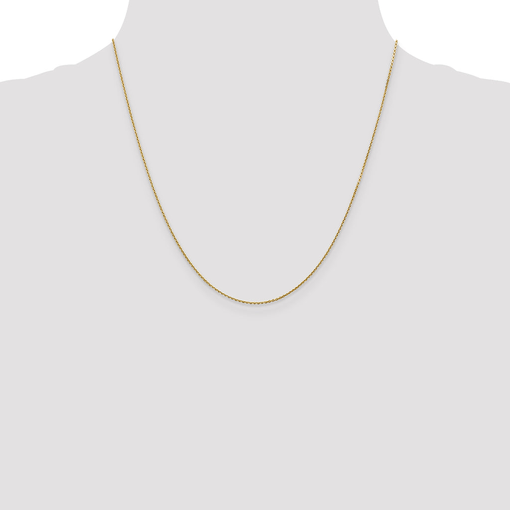 14K 20 inch .9mm Diamond-cut Round Open Link Cable with Lobster Clasp Chain