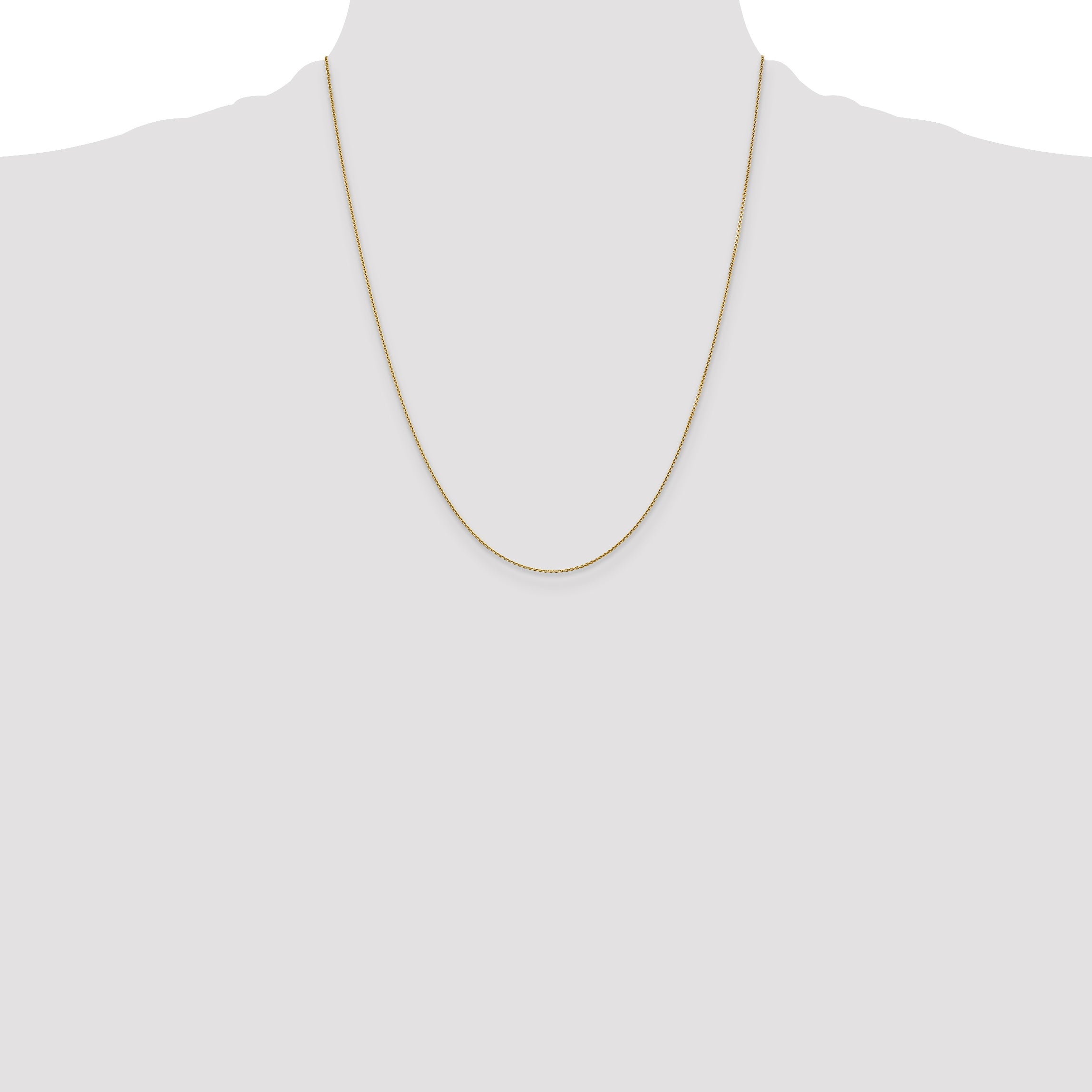 14K 22 inch .9mm Diamond-cut Round Open Link Cable with Lobster Clasp Chain