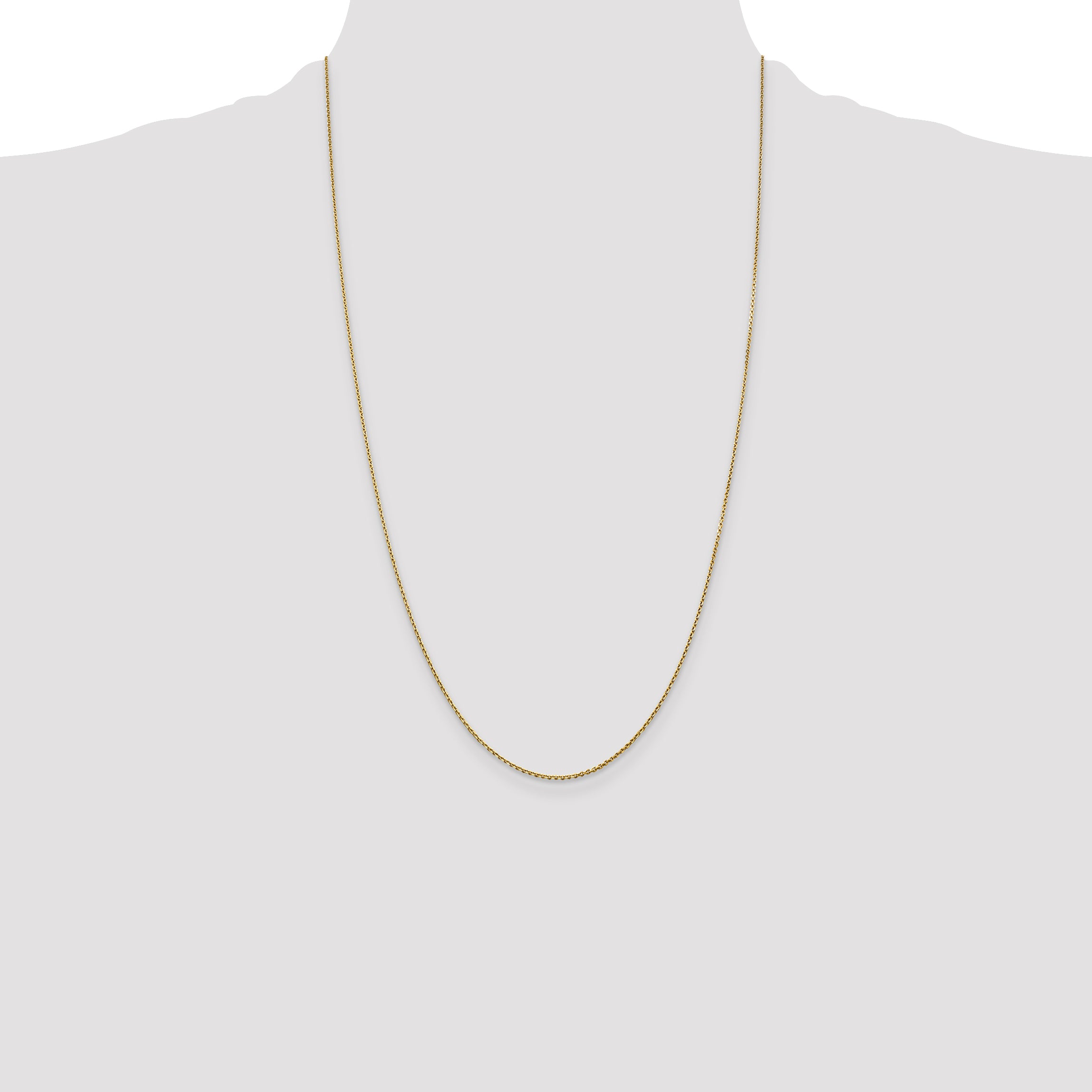 14K 26 inch .9mm Diamond-cut Round Open Link Cable with Lobster Clasp Chain